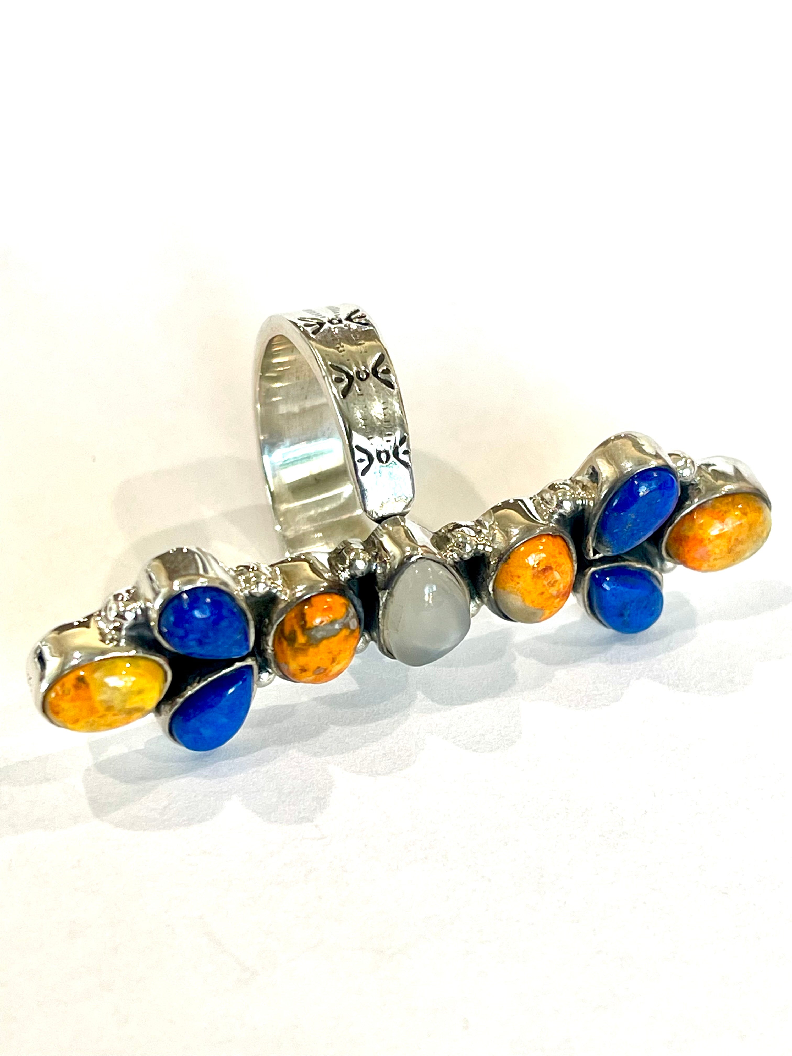 Handmade Sterling Silver, Lapis & Bumble Bee Adjustable Ring