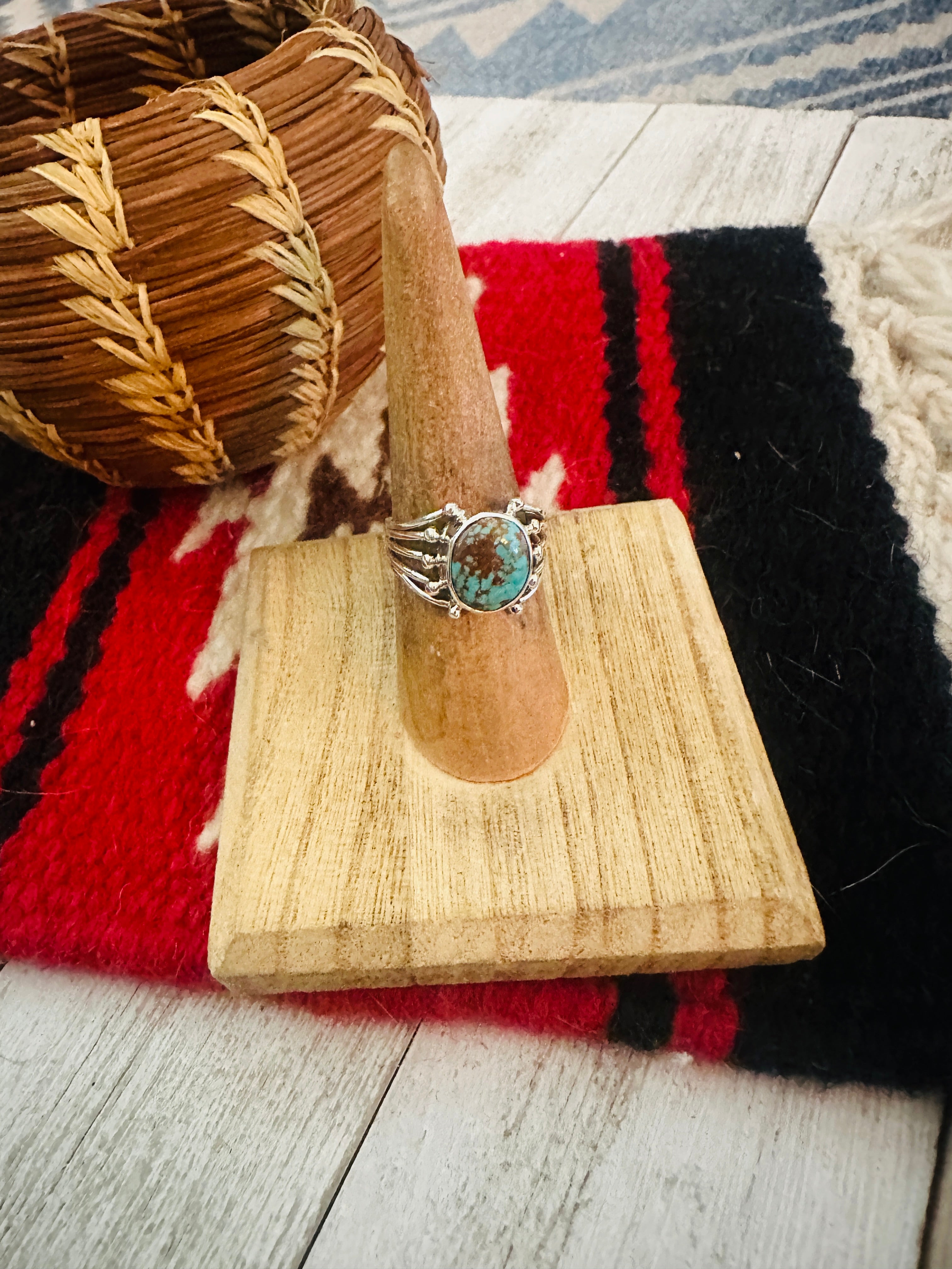 Navajo Sterling Silver & Turquoise Ring Size 7