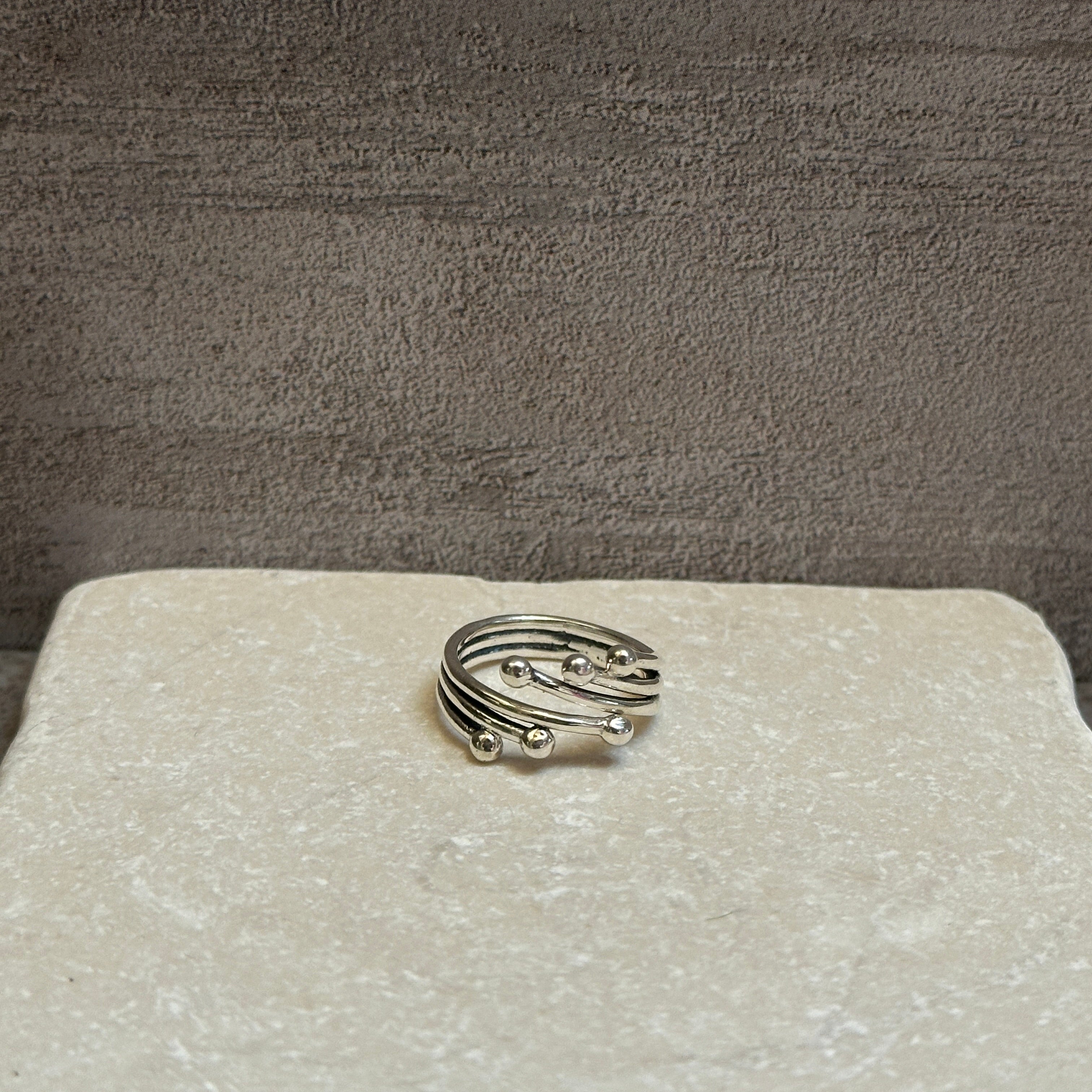 Sterling Silver Etched Three Strand Ring