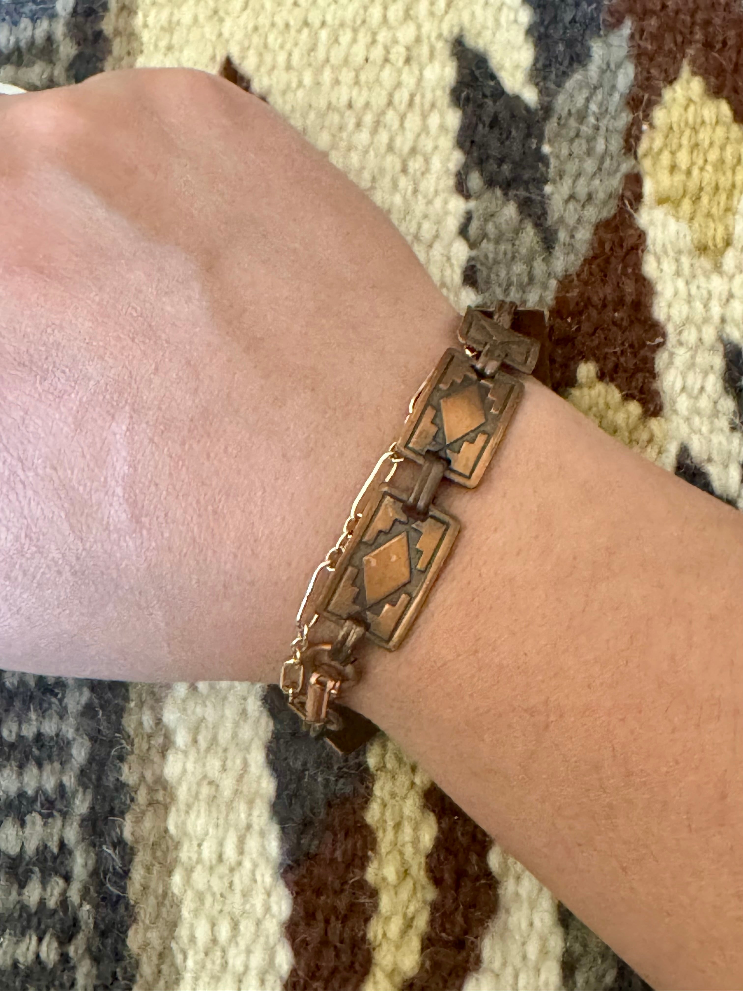 Vintage Handmade Copper Link Bracelet