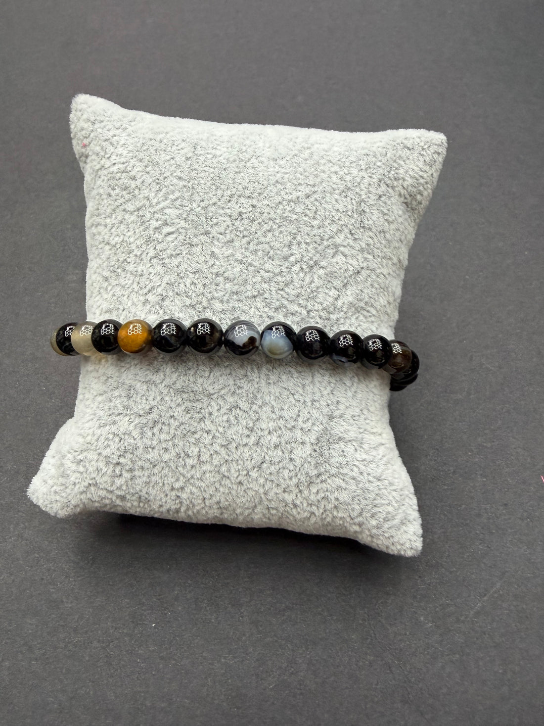 Black Banded Agate 4mm Beaded Stretch Bracelet