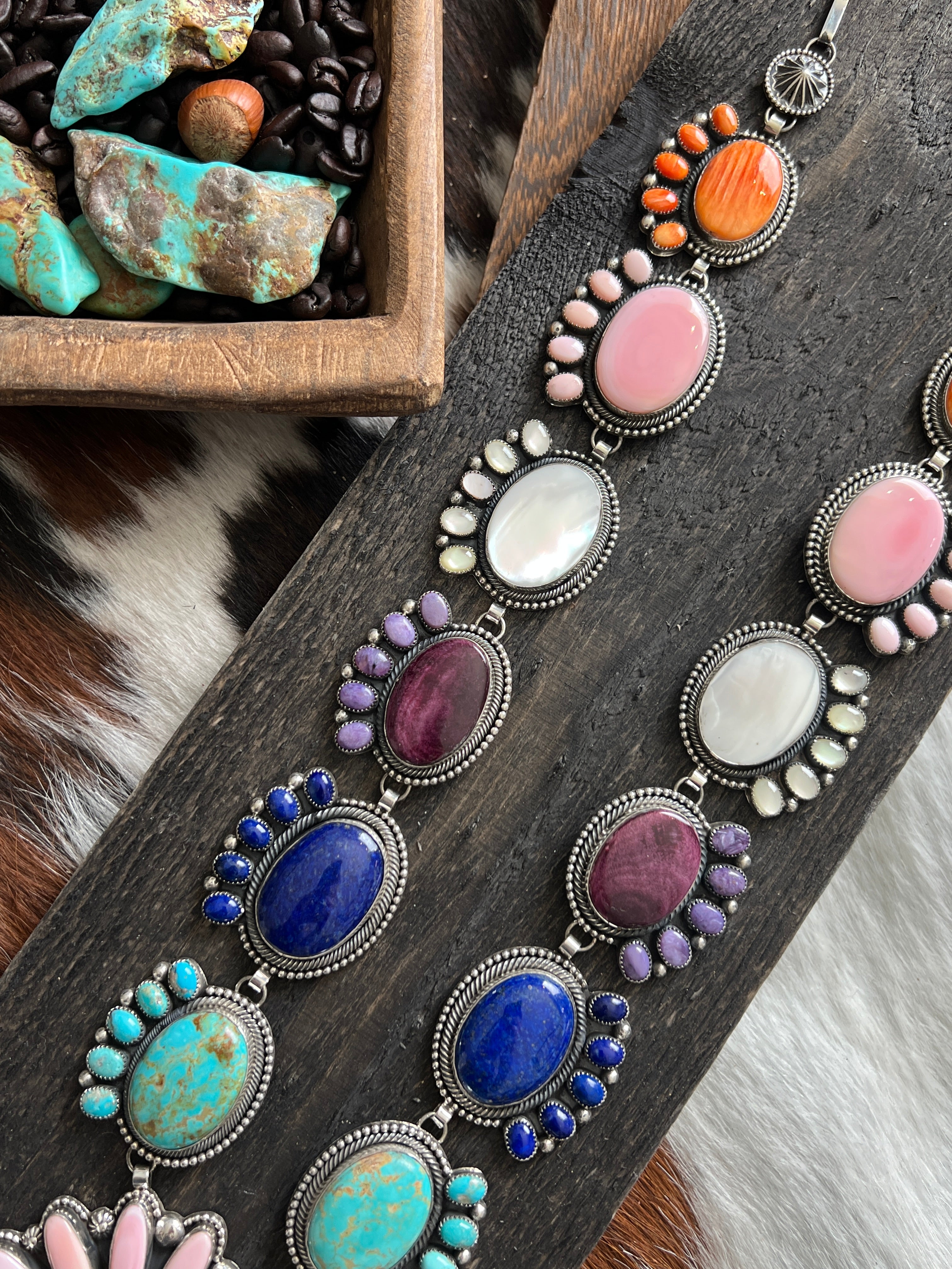 Tequila Sunrise Handcrafted Sterling Silver and Multi Stone Necklace by Hemerson Brown