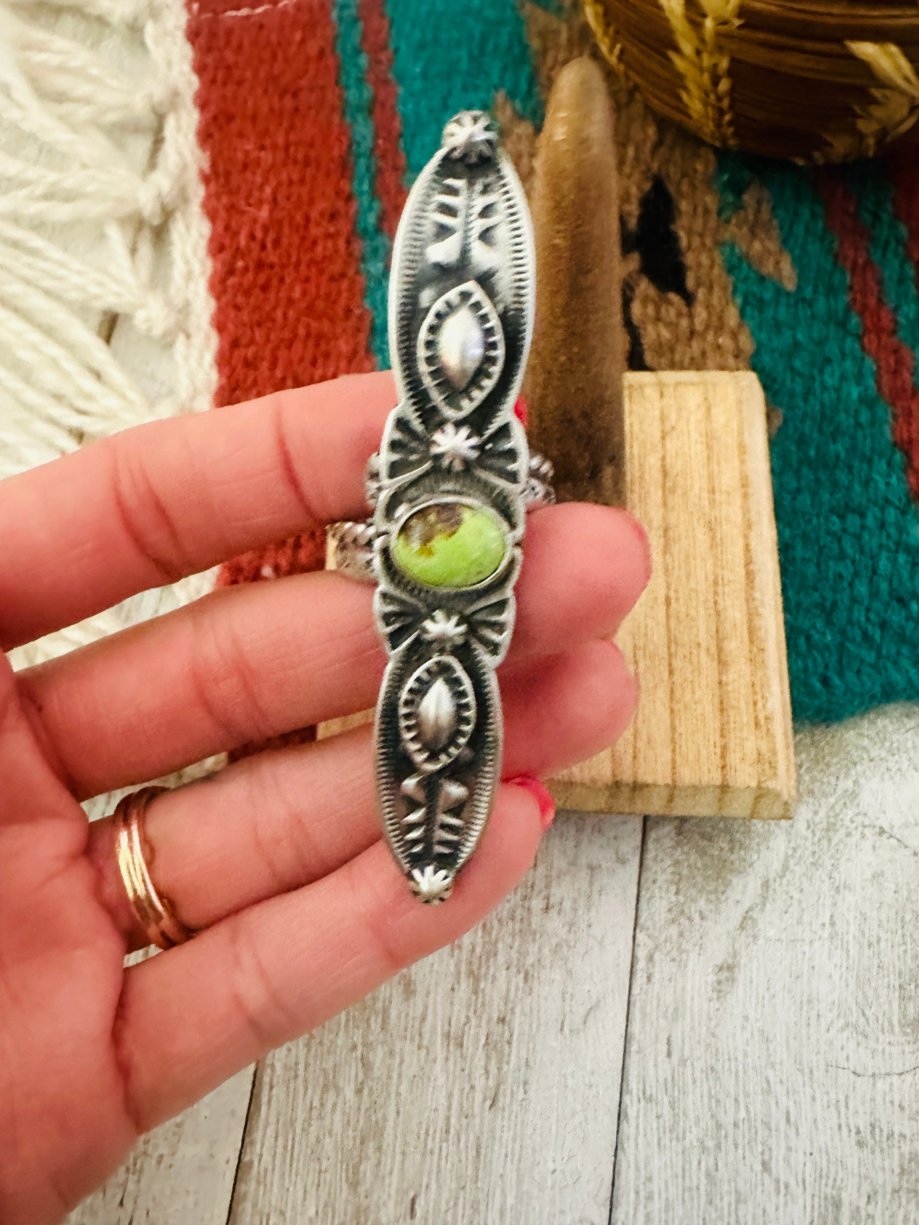 Navajo Sterling Silver & Turquoise Adjustable Ring