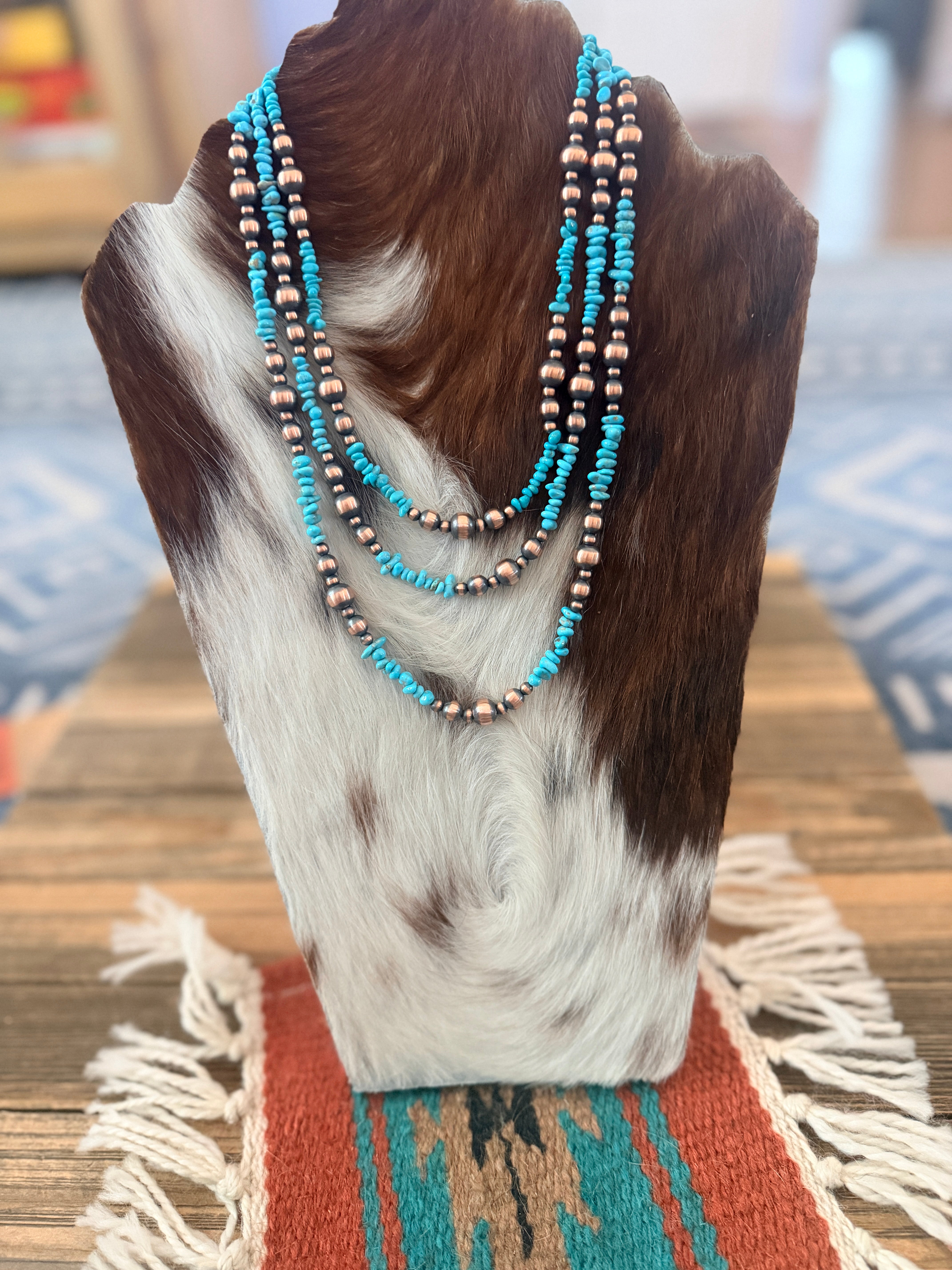 Handcrafted Turquoise & Copper Beaded Necklace