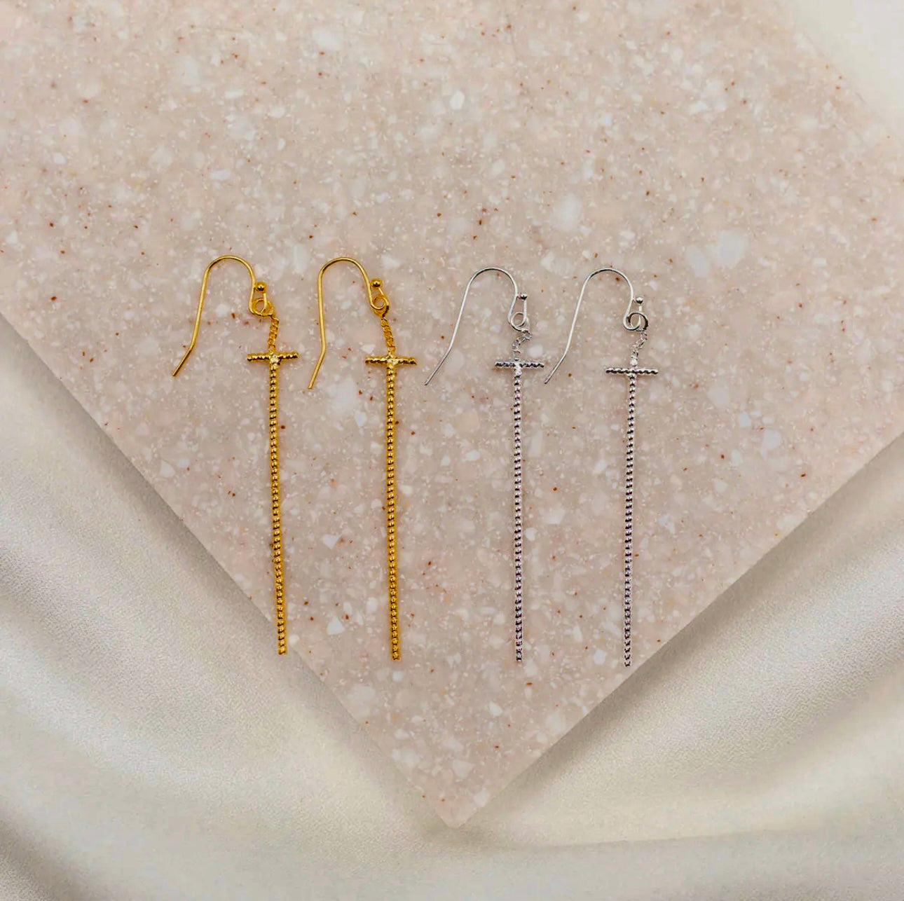 Ribbons of Faith Earrings 2 Pair- Silver & Gold colors