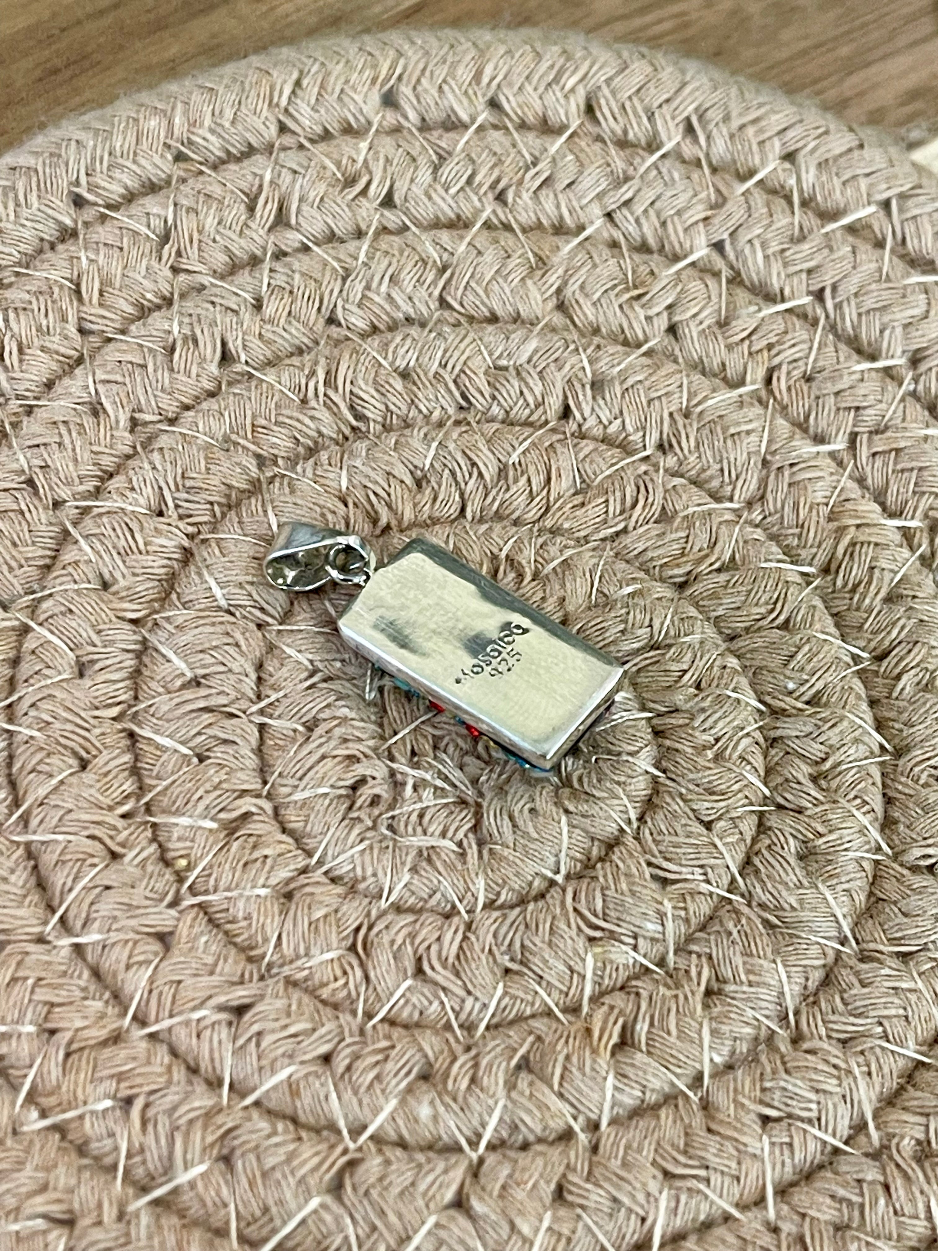 Handmade In Mexico ,Sterling Silver & Multi Color Swarovski Crystal Pendant