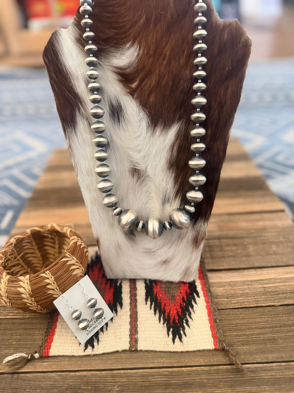 Handcrafted Sterling Silver Beaded Necklace and Earring Set