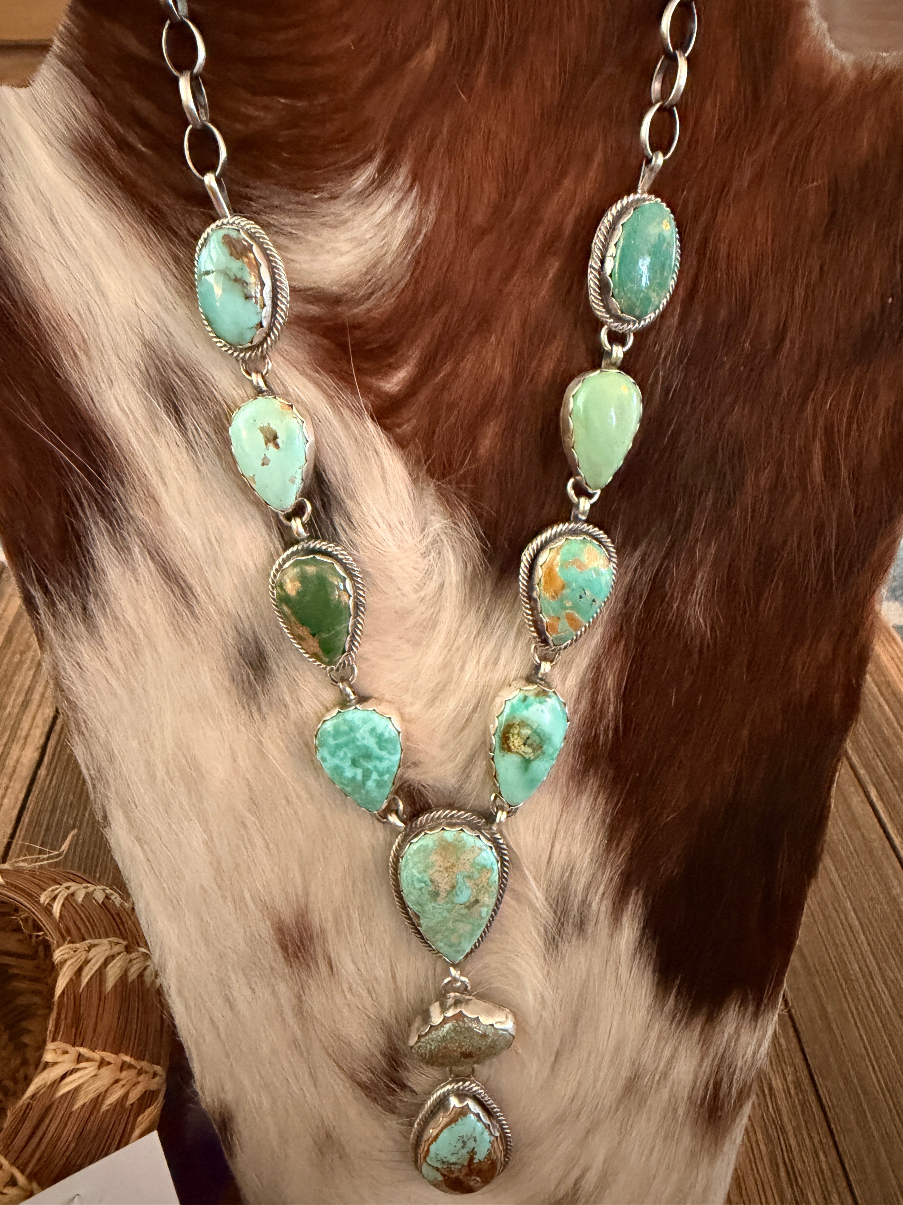 Handcrafted Multi Turquoise & Sterling Silver Necklace and Earring Set by Bobby Johnson