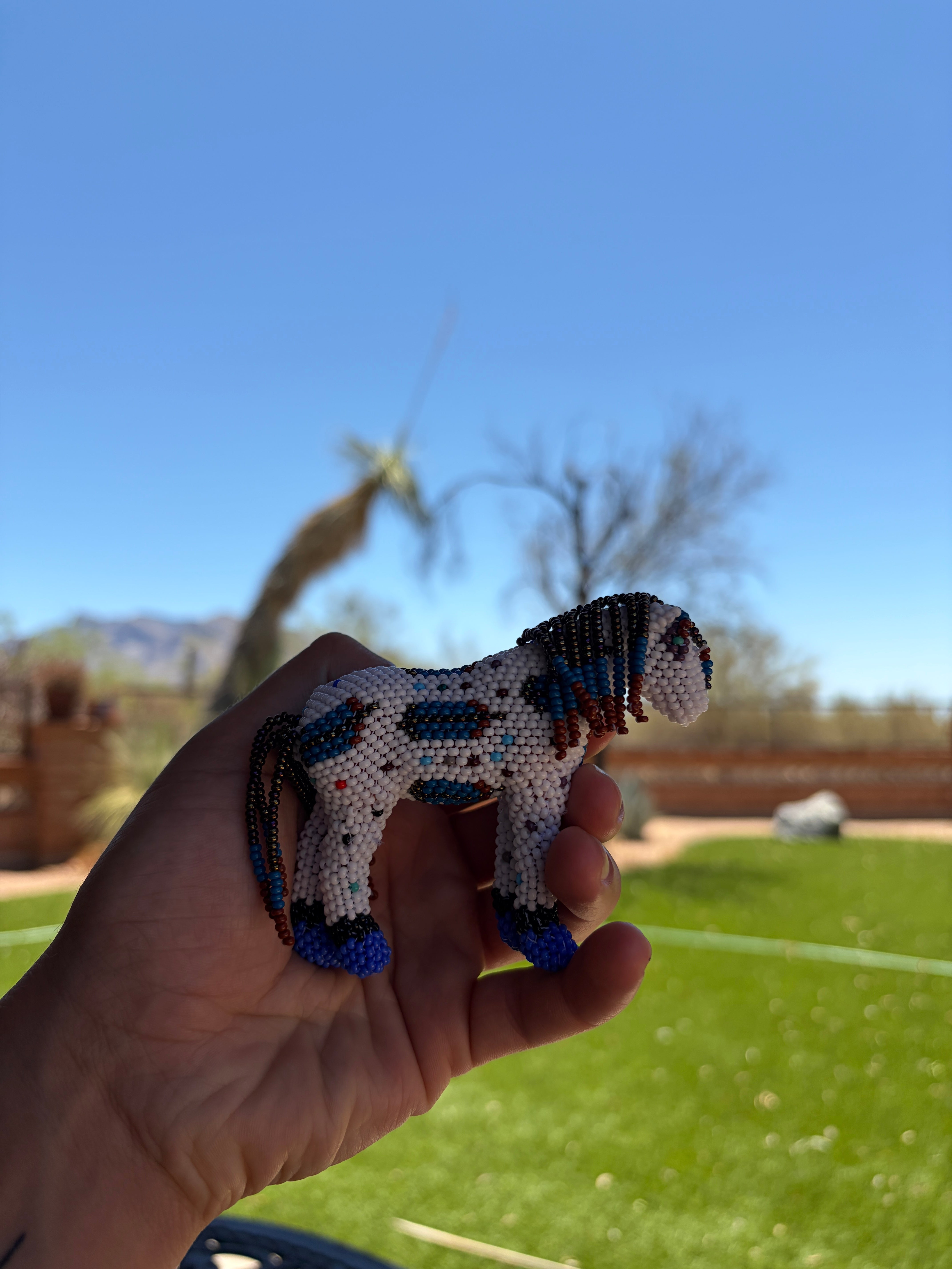 Handmade Peyote Stitched Horse Figurine- White 11