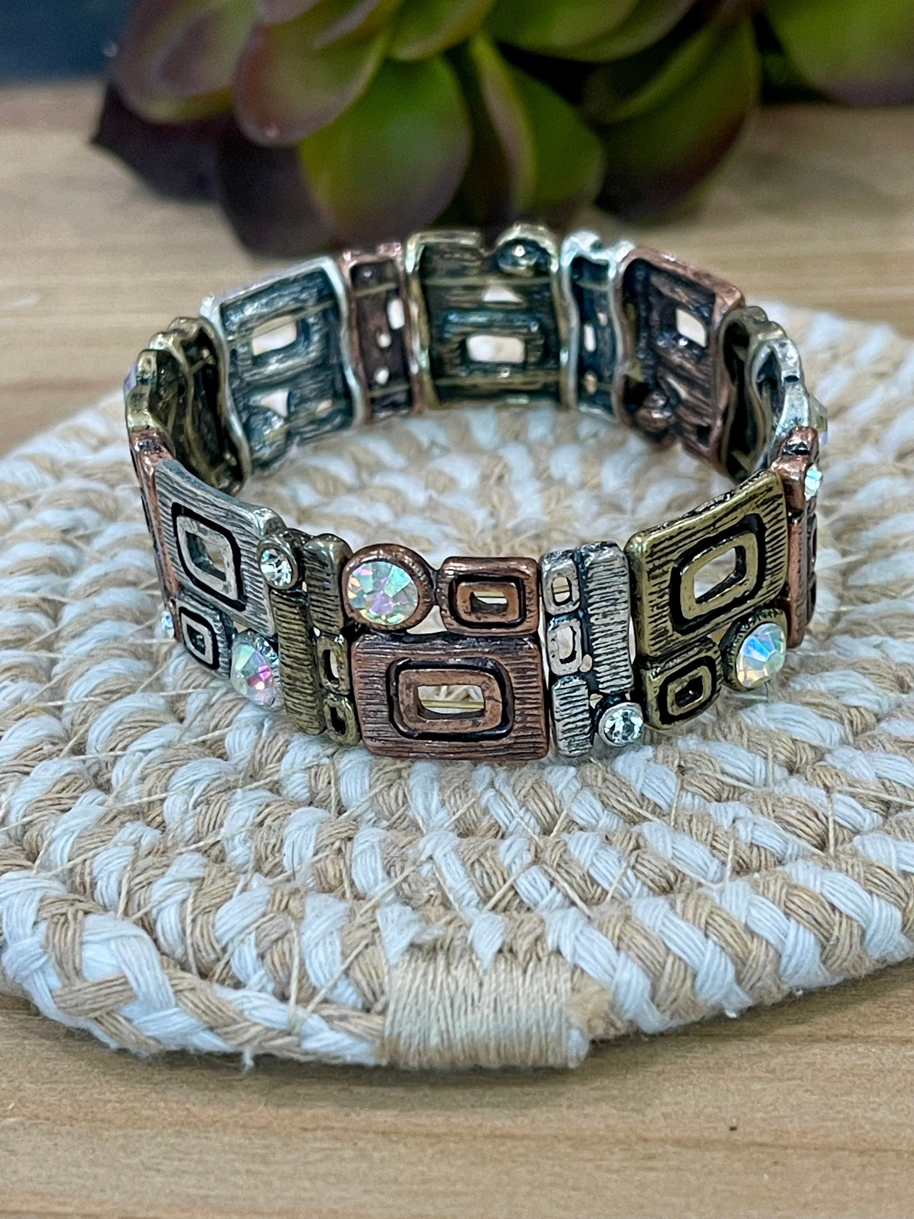 Vintage Handmade Copper Stretch Bracelet