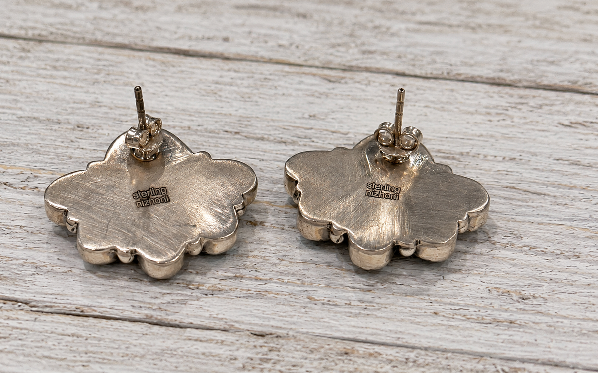 Handmade Sonoran Mountain Turquoise and Sterling Silver Post Earrings