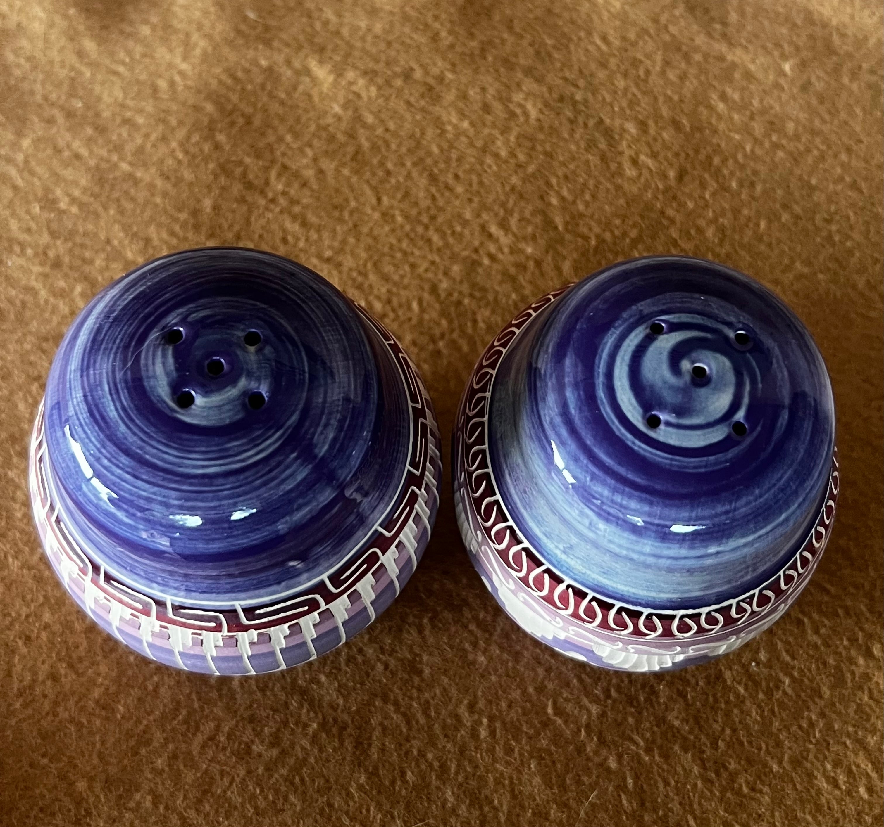 Handcrafted Purple Salt & Pepper Shakers “Cassandra King”