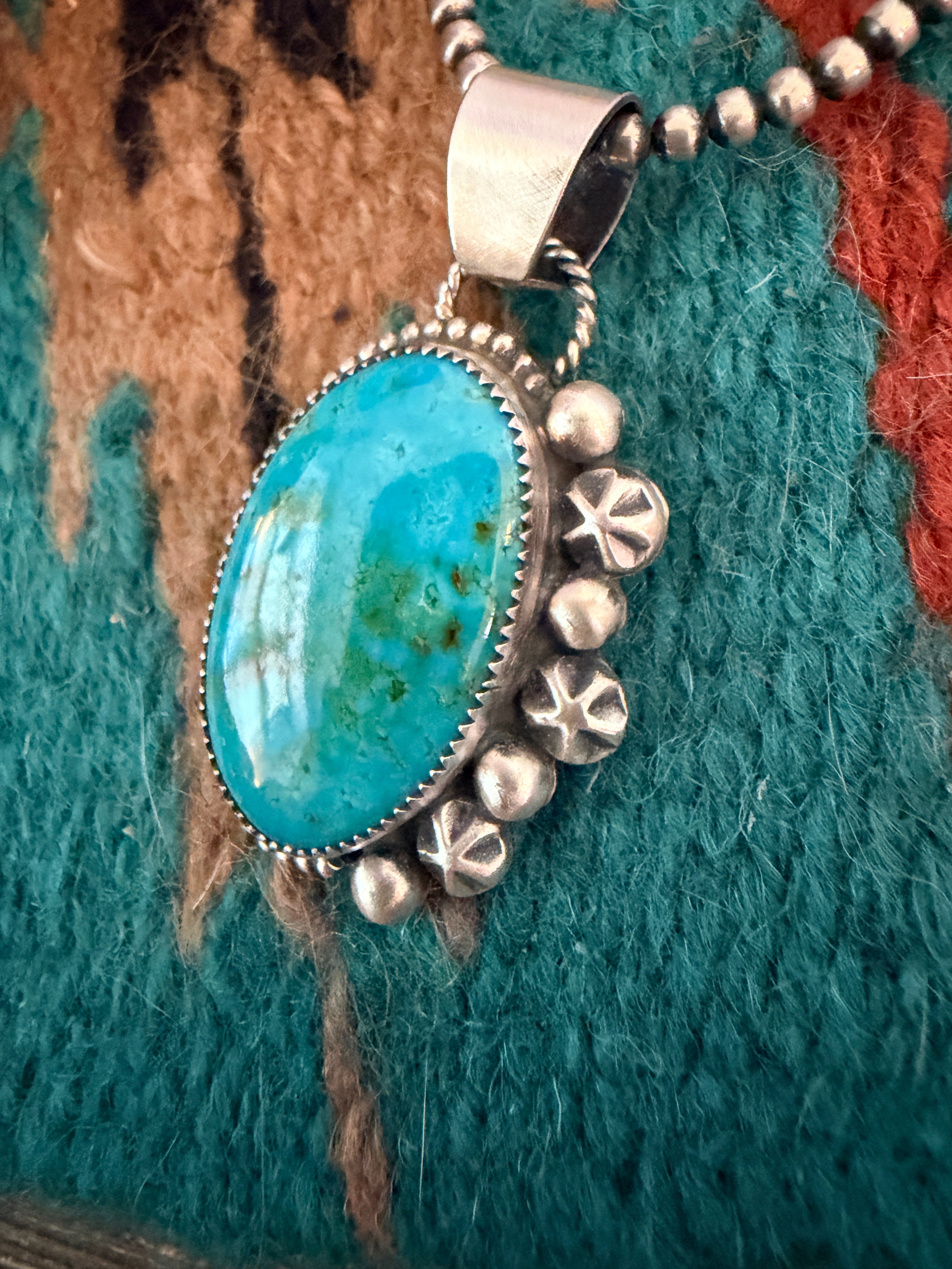 Handmade Sterling Silver & Tyrone Turquoise Pendant
