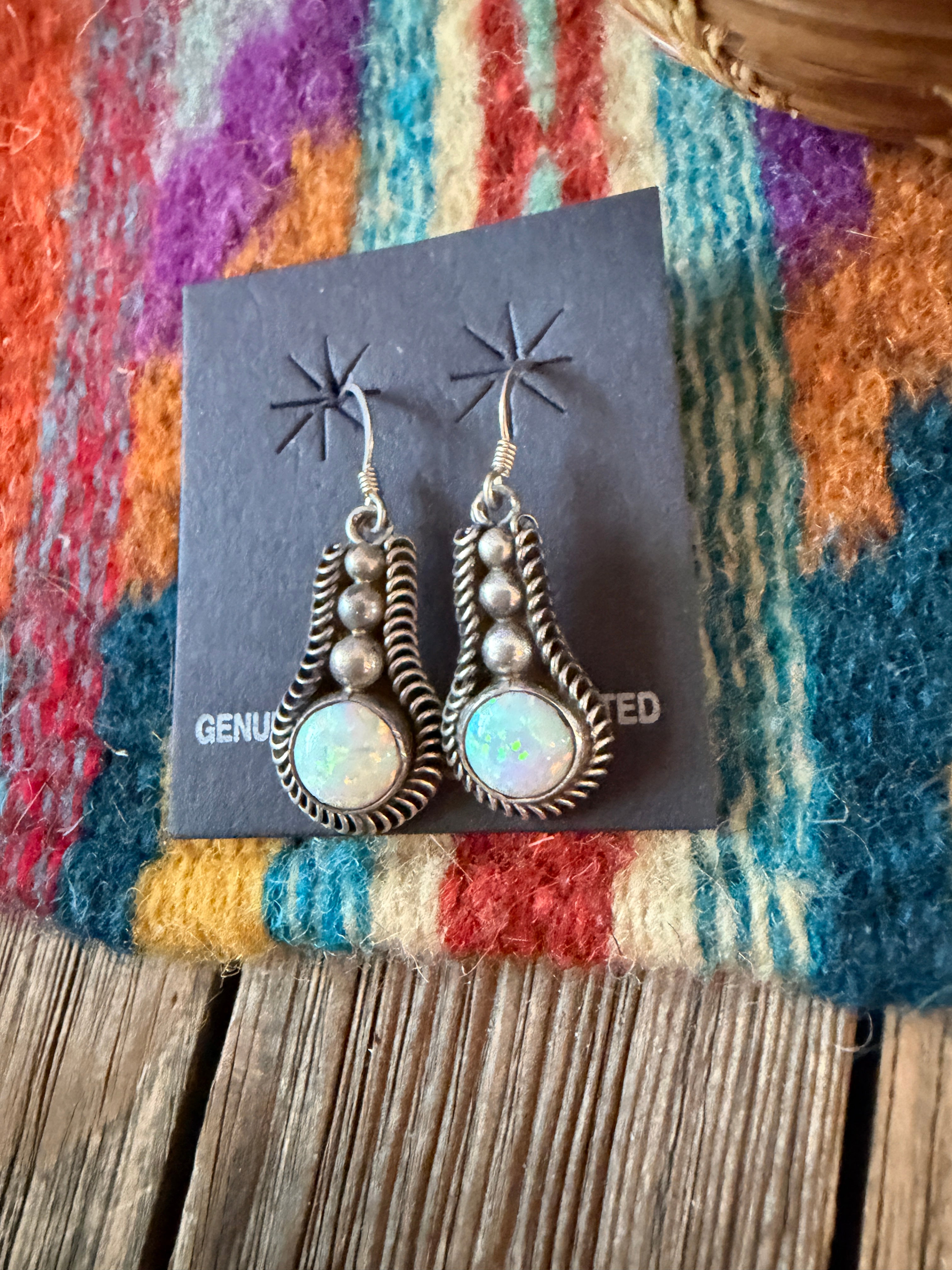 Handcrafted Opal & Sterling Silver Dangle Earrings