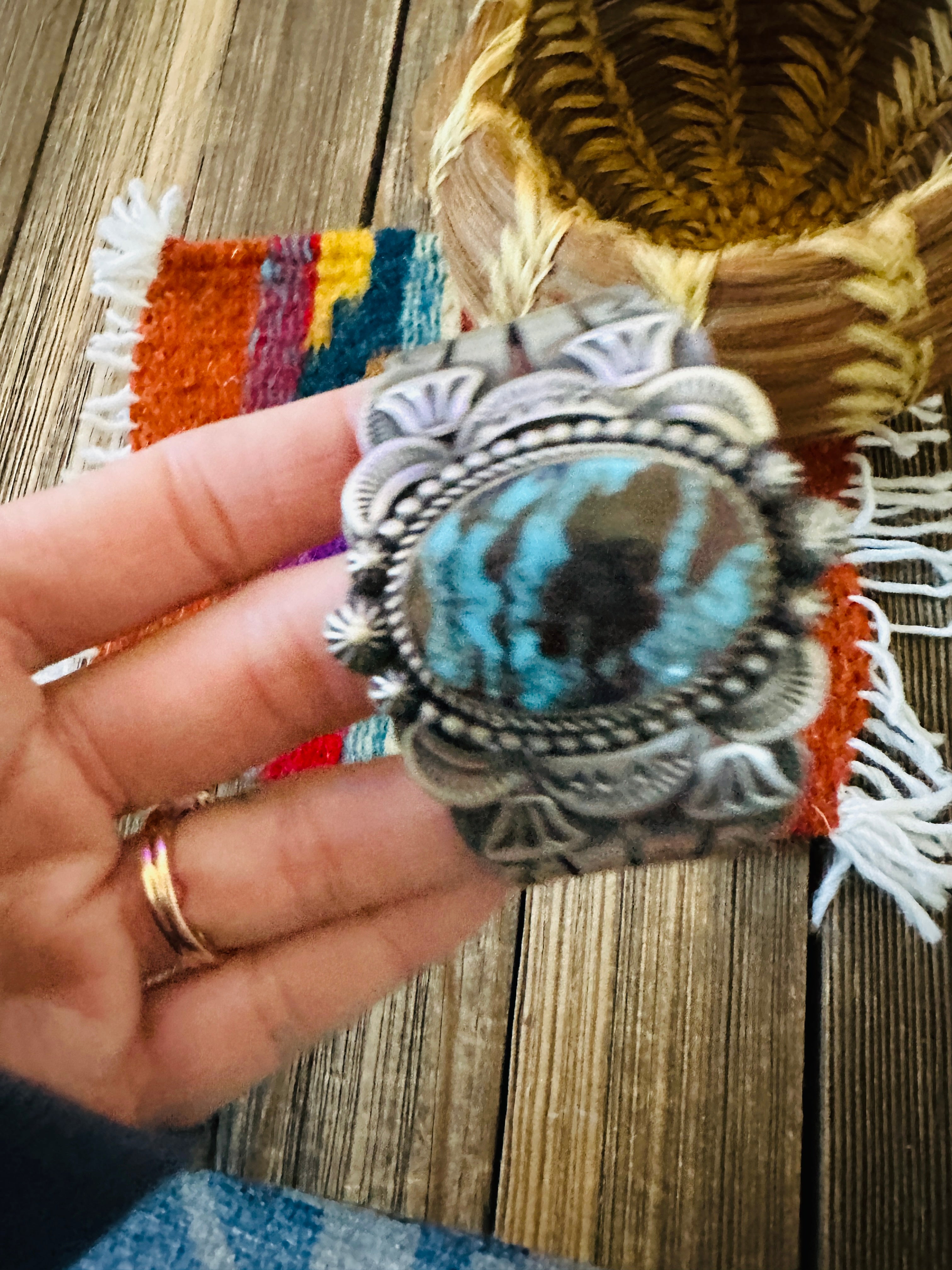 Handcrafted Egyptian Turquoise & Sterling Silver Cuff Bracelet by Randall Endito