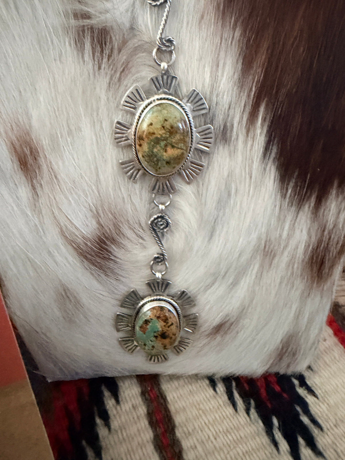 Handcrafted Royston Turquoise & Sterling Silver Necklace and Earring Set by Fred Francis