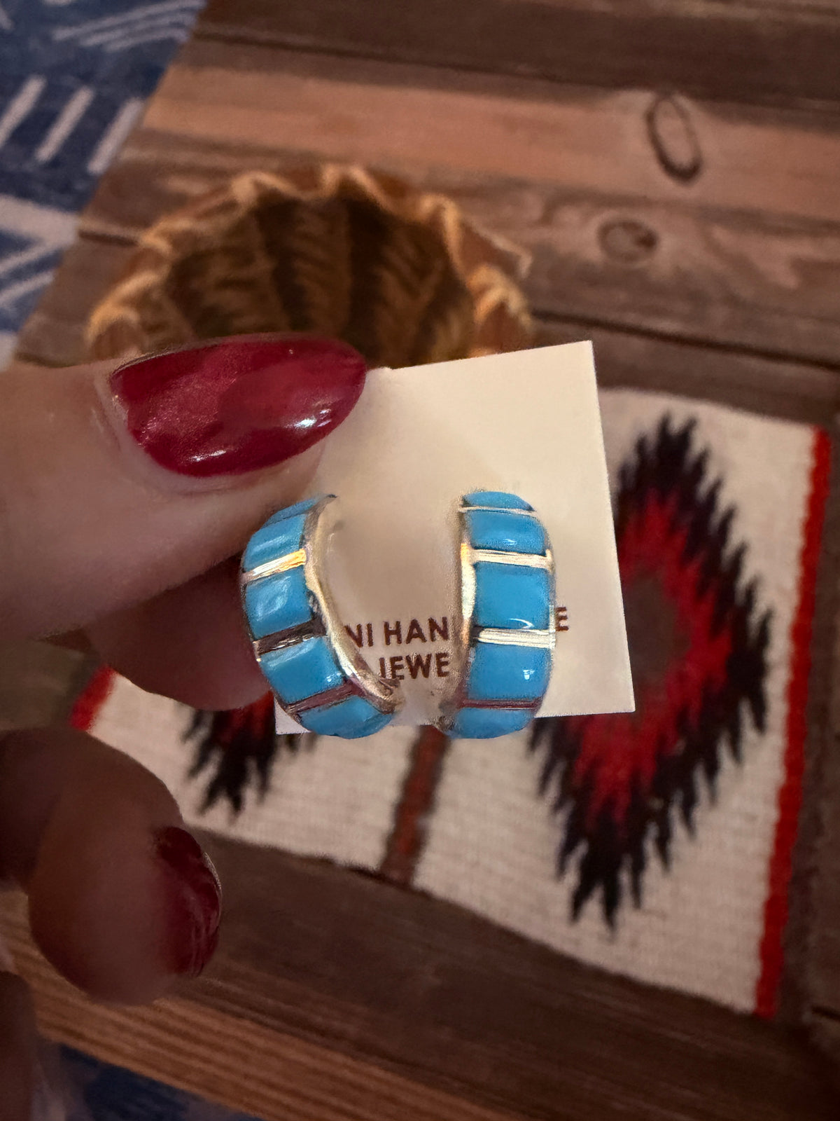 Handcrafted Sterling Silver & Turquoise Hoop Earrings
