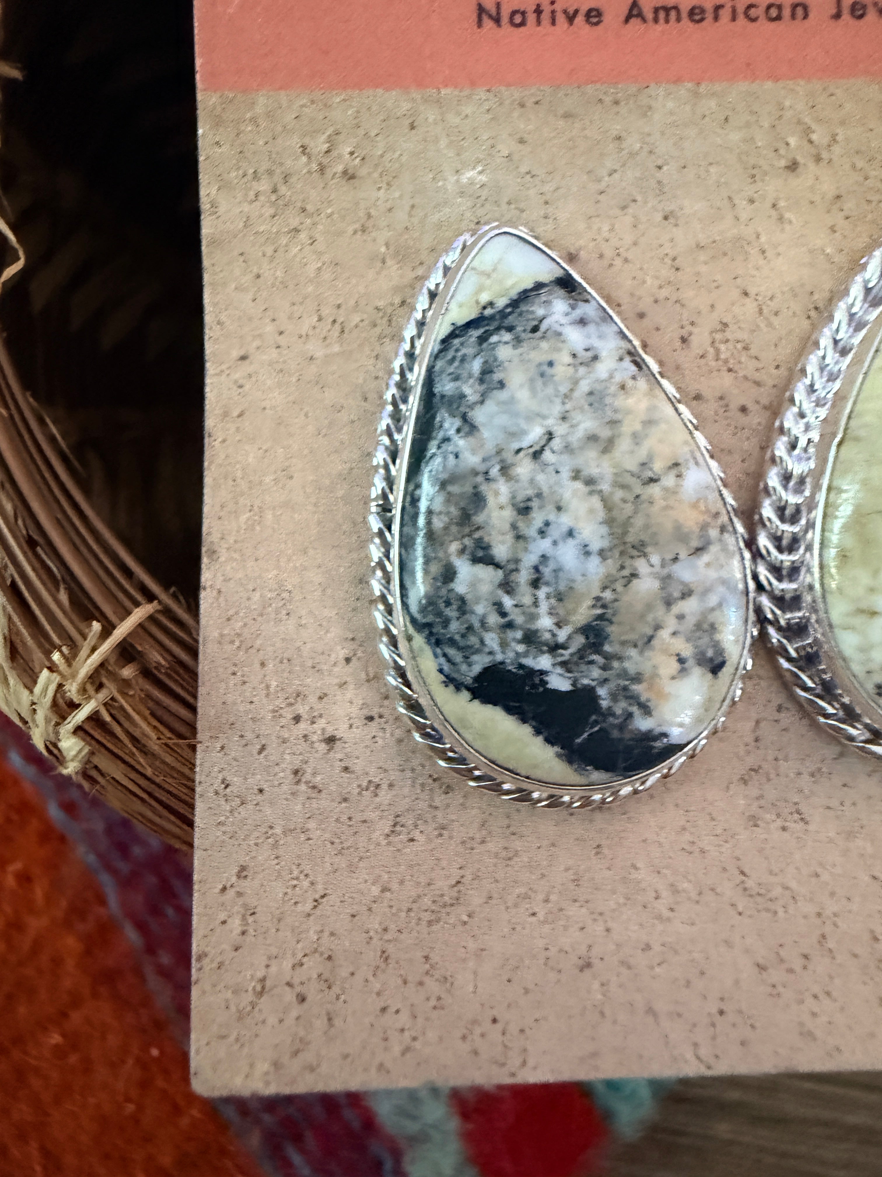 Handcrafted White Buffalo & Sterling Silver Post Earrings