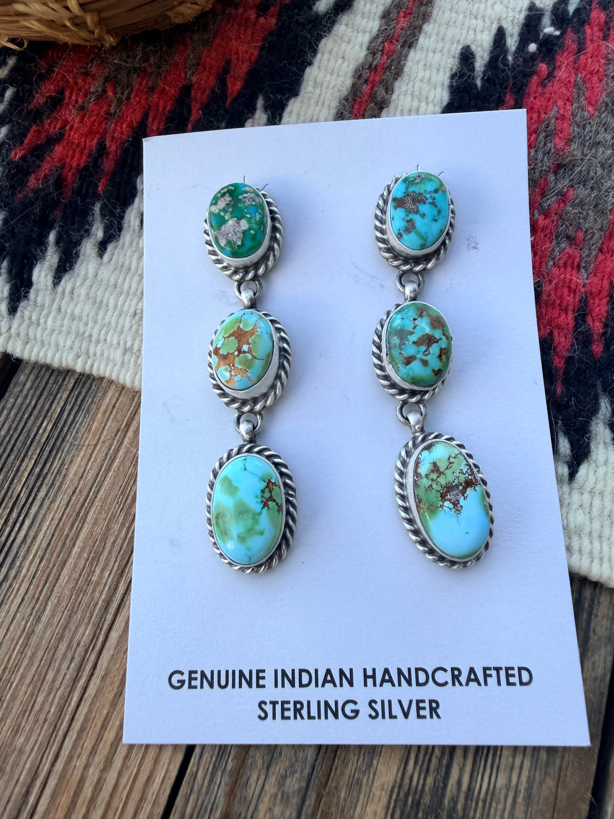 Handcrafted Sonoran Mountain Turquoise & Sterling Silver Dangle Earrings