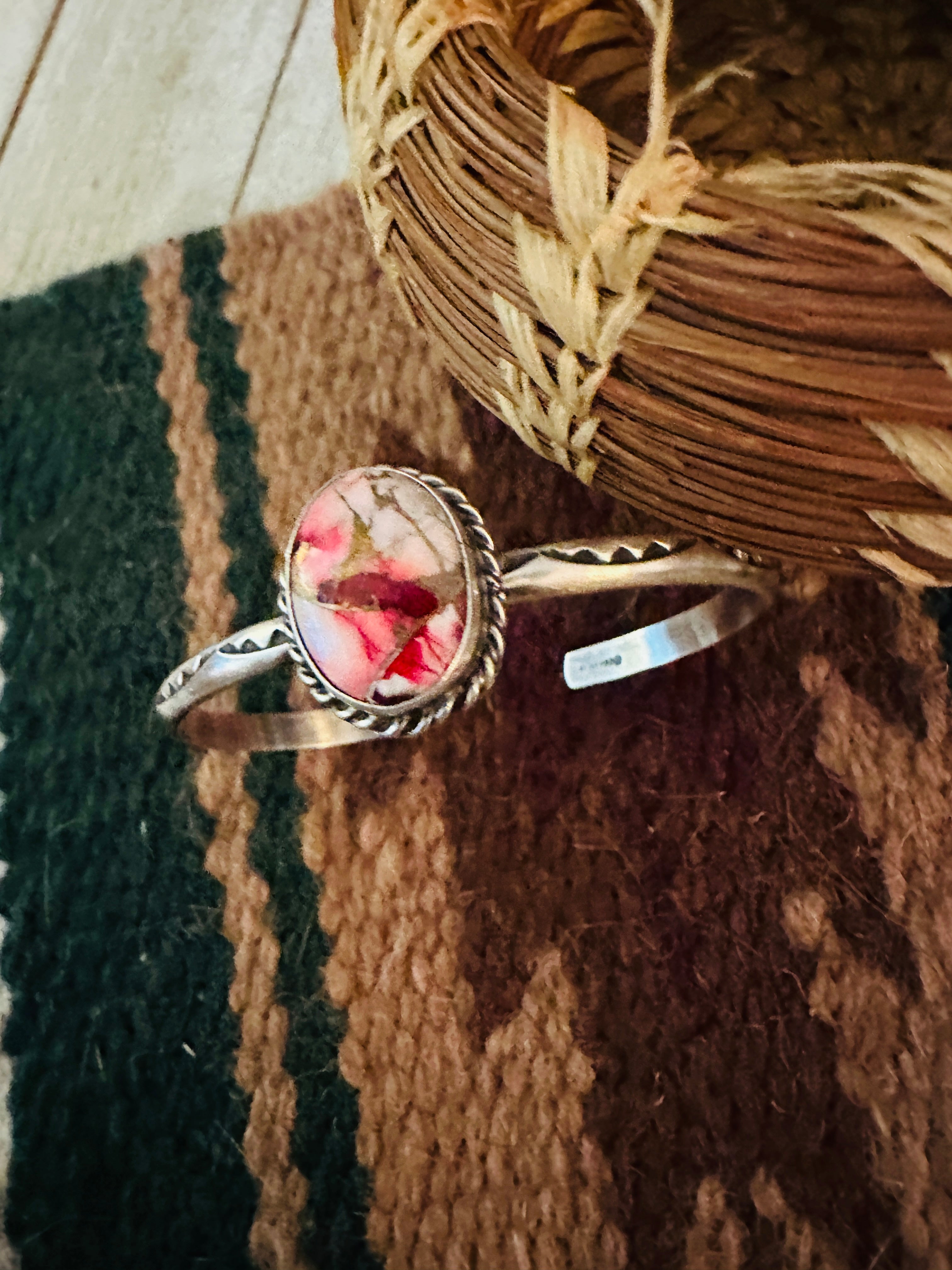 Handcrafted Sterling Silver & Rose Dahlia Cuff Bracelet
