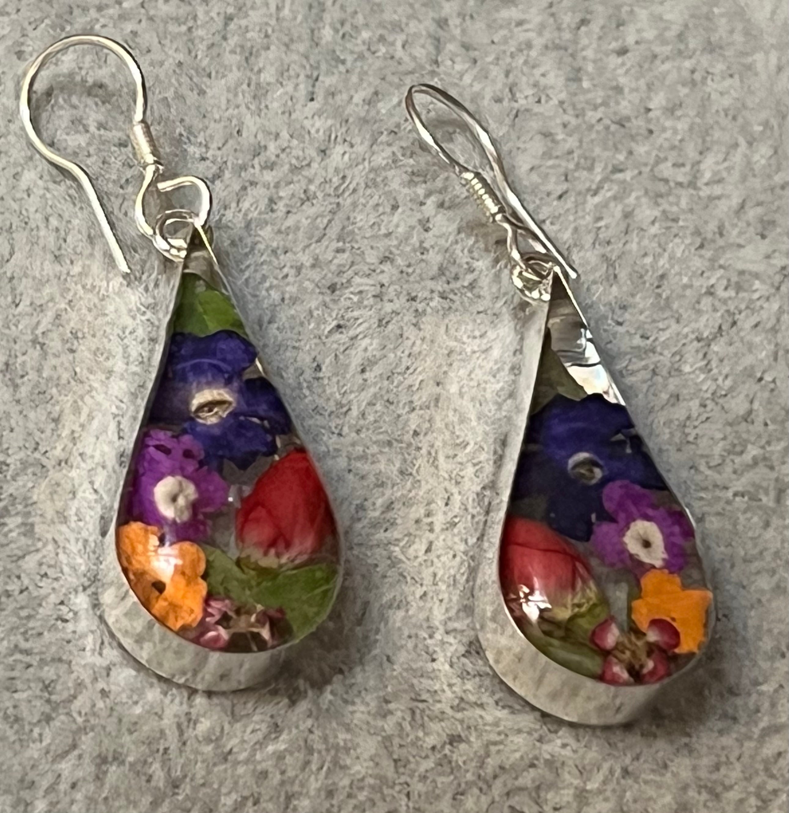 Primavera Medium Teardrop Sterling Silver Earrings on Hook