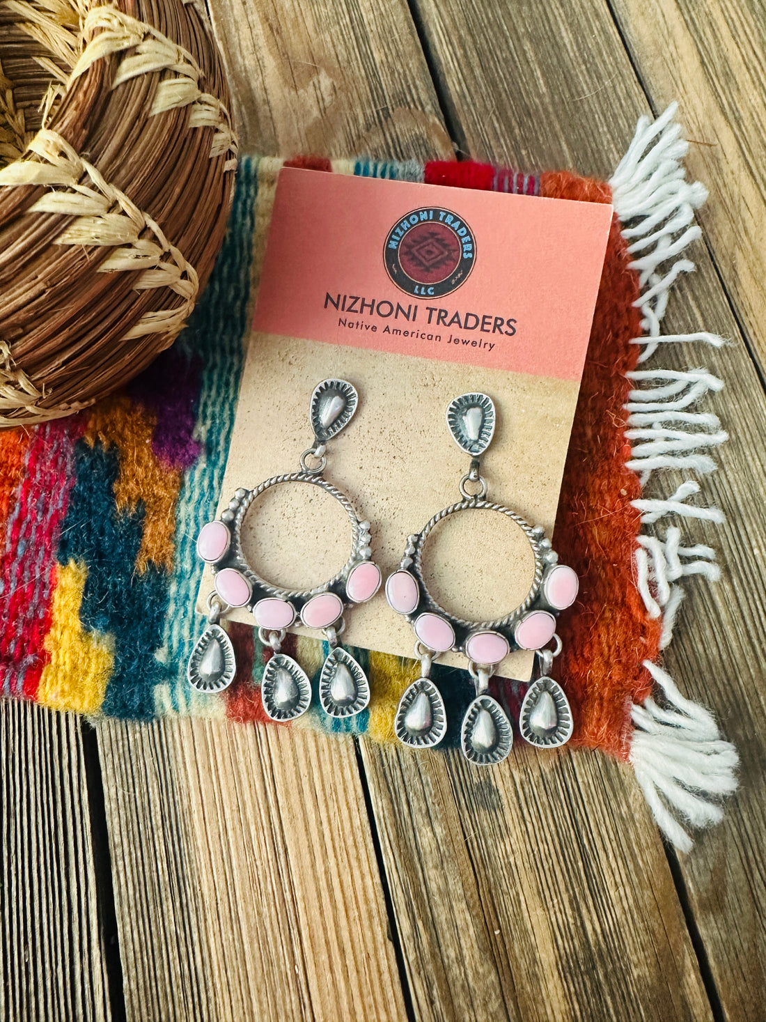 Handcrafted Queen Pink Conch & Sterling Silver Dangle Earrings by Marcella James