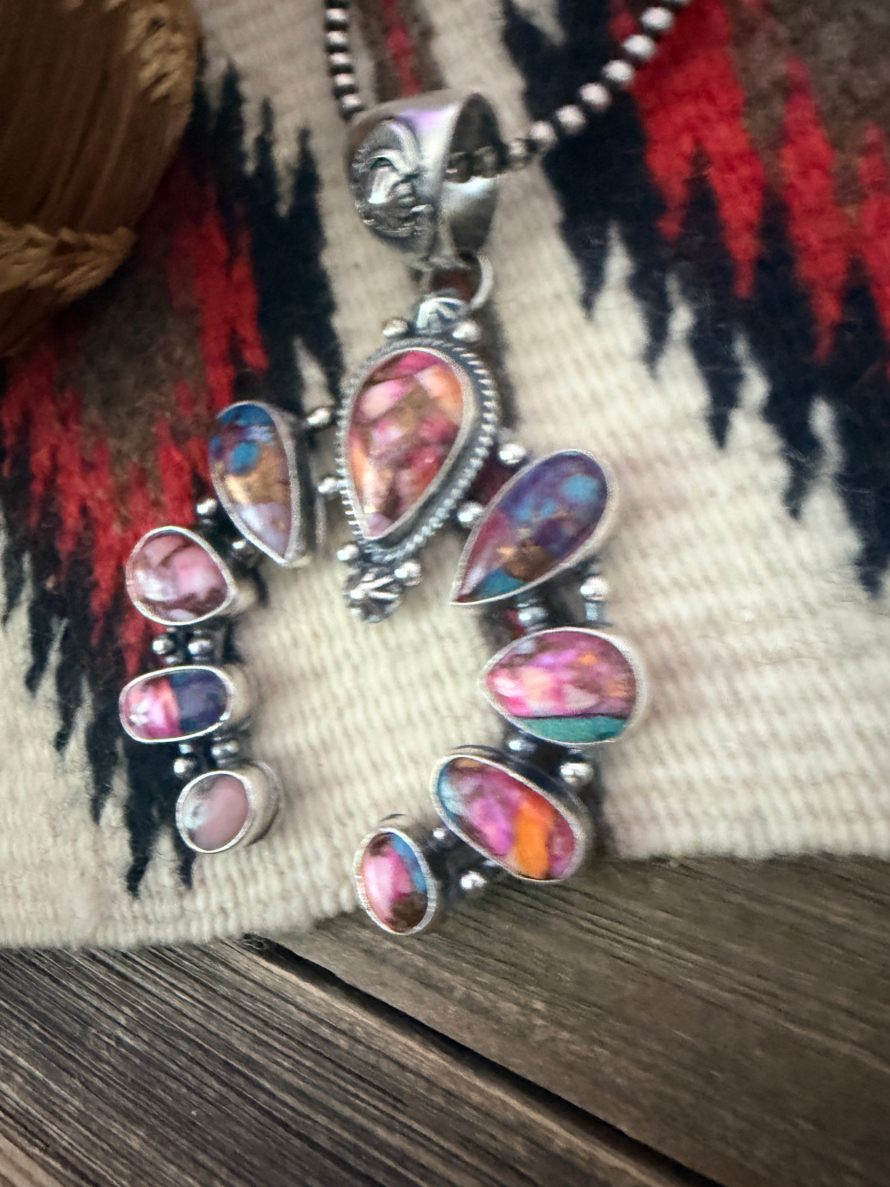 Handcrafted Sterling Silver & Pink Dream Mojave Naja Pendant by Joe Begay