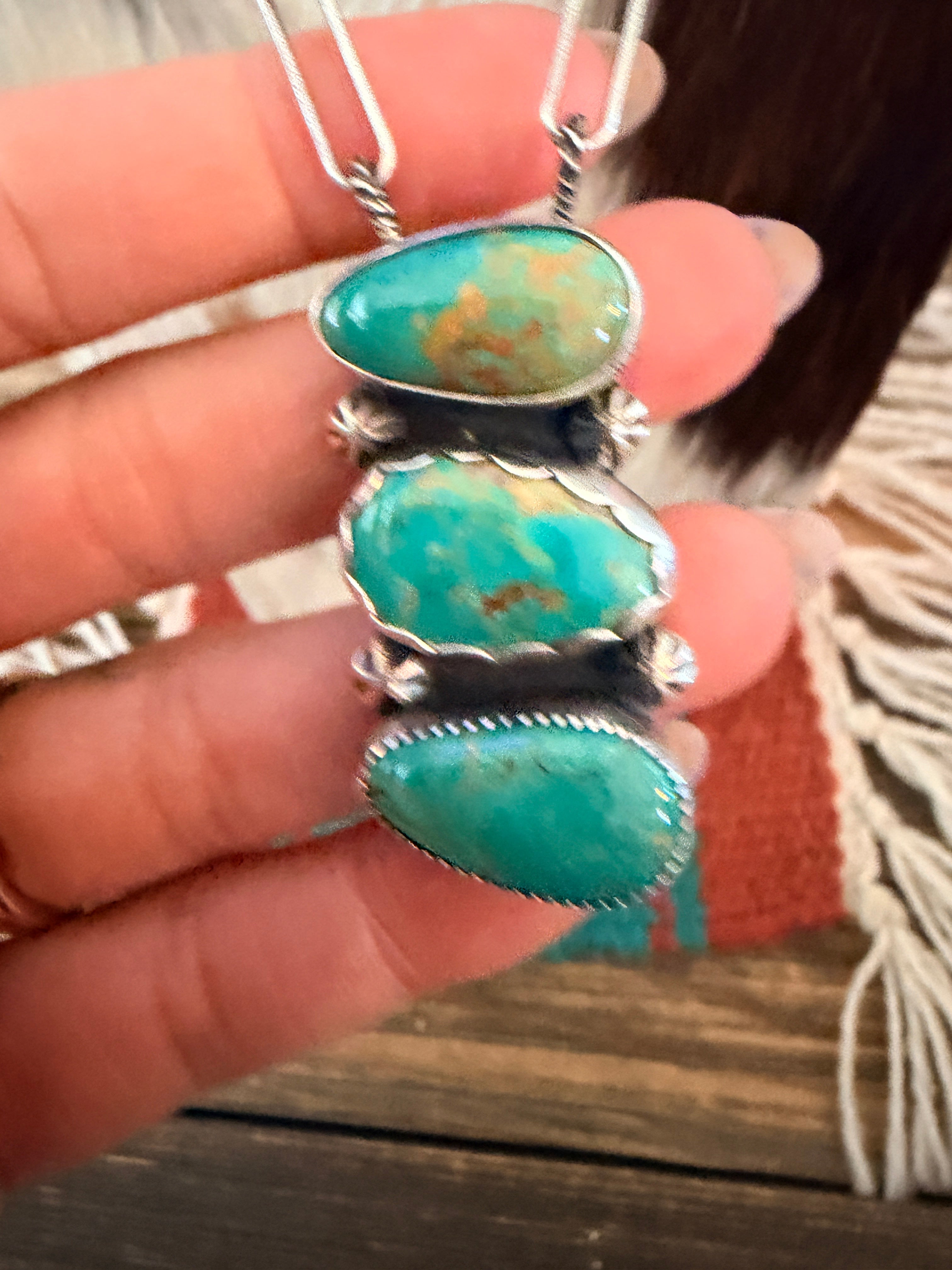 Handmade Sterling Silver & Tyrone Turquoise Necklace