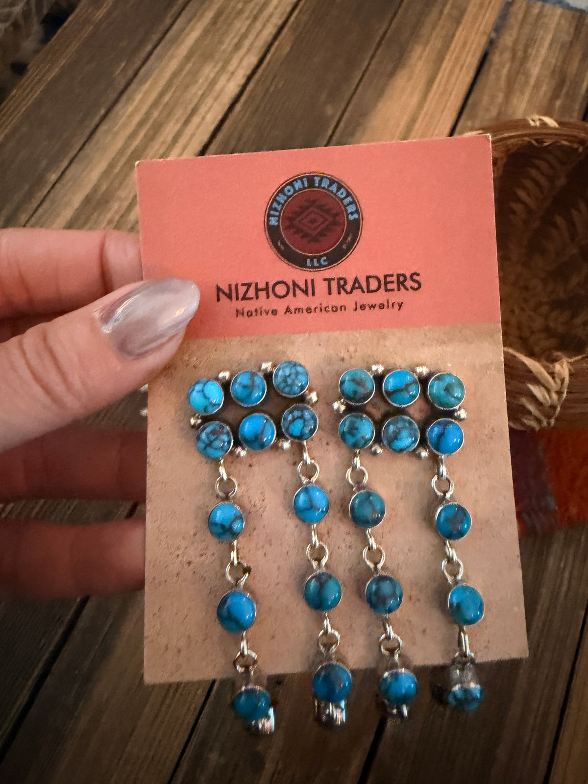 Handcrafted Sleeping Beauty Turquoise & Sterling Silver Chandelier Dangle Earrings by Lucinda Linkin