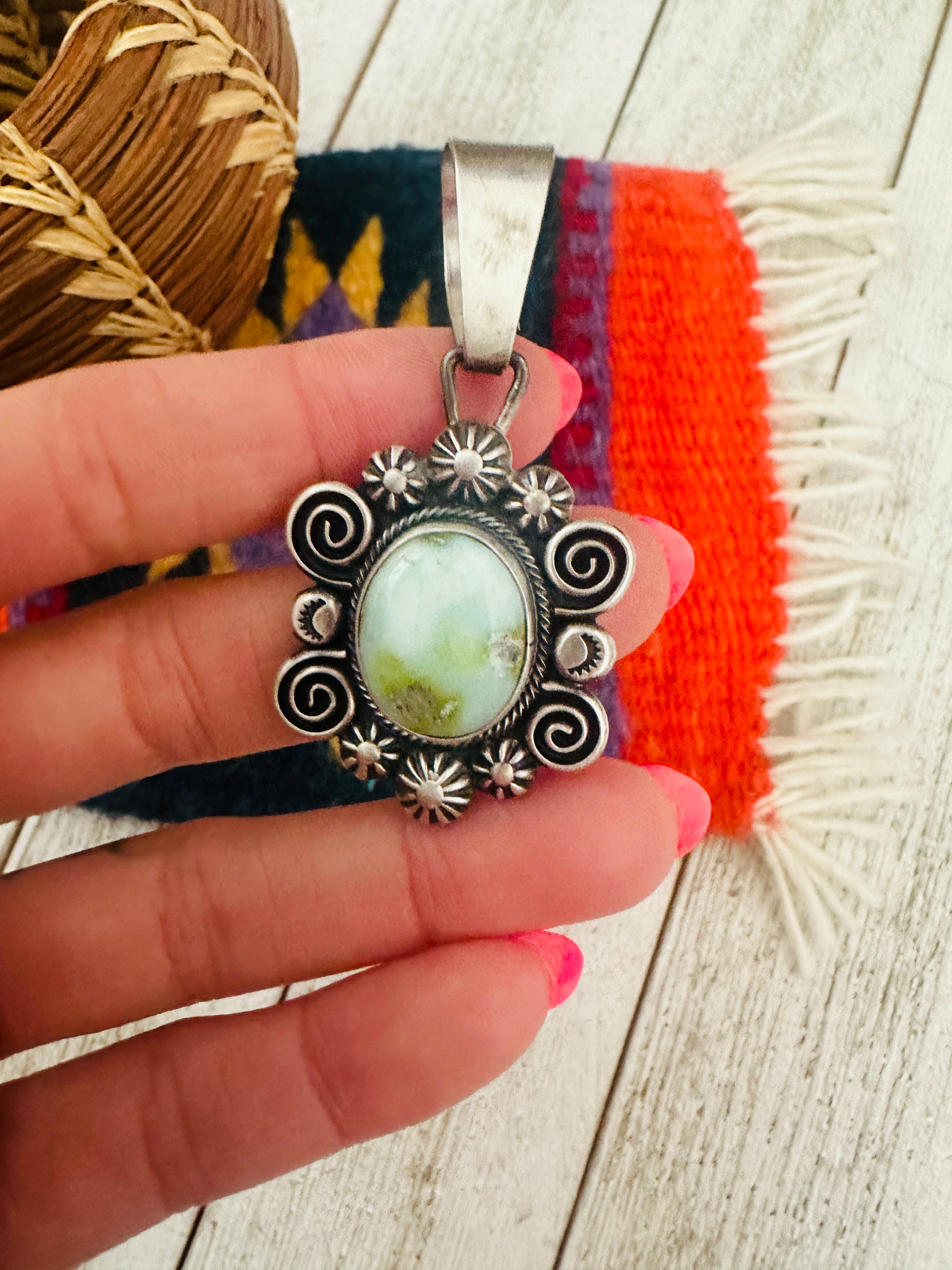 Navajo Palomino Turquoise & Sterling Silver Pendant