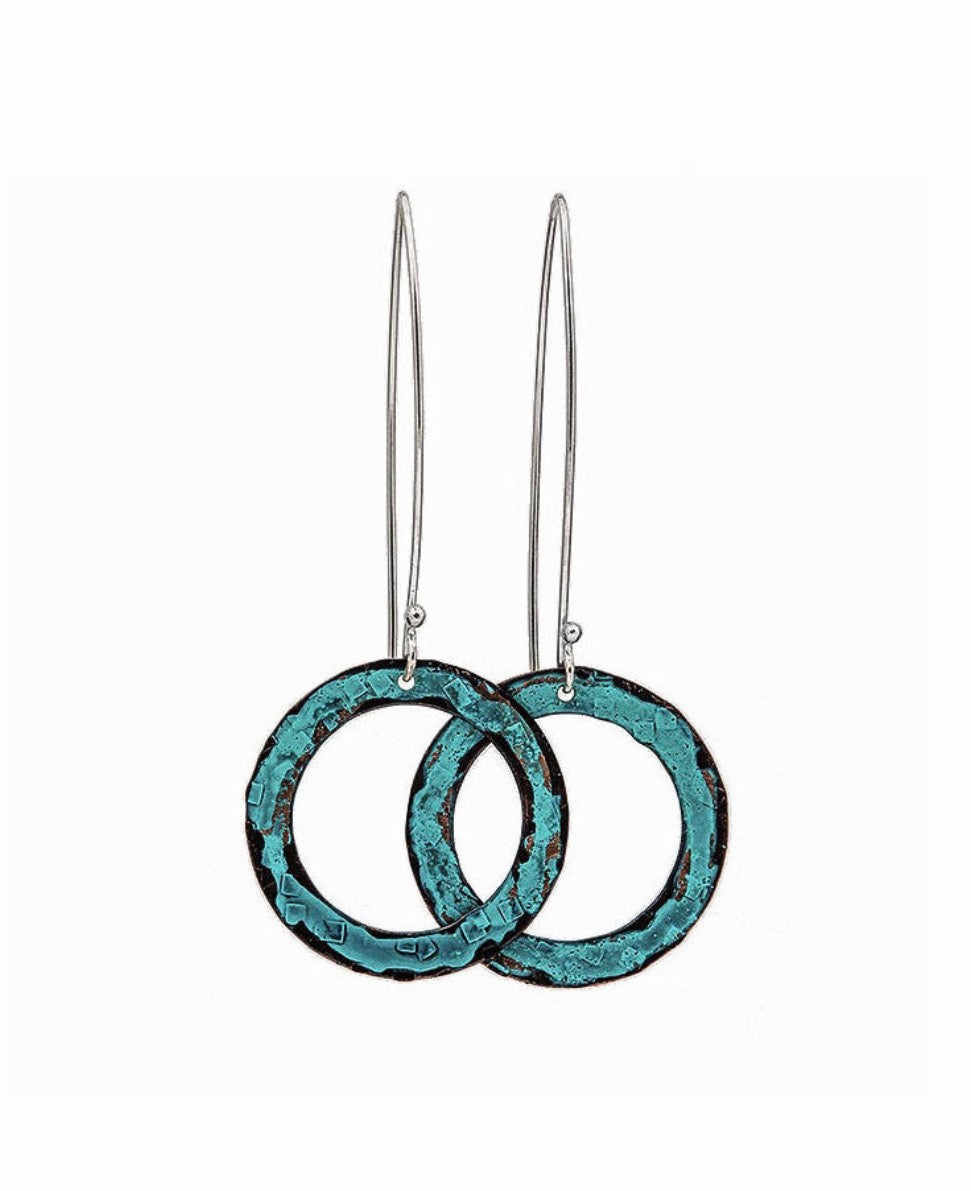 Seascape Turquoise & Sterling Silver Oxidized Lacquer Copper Earrings