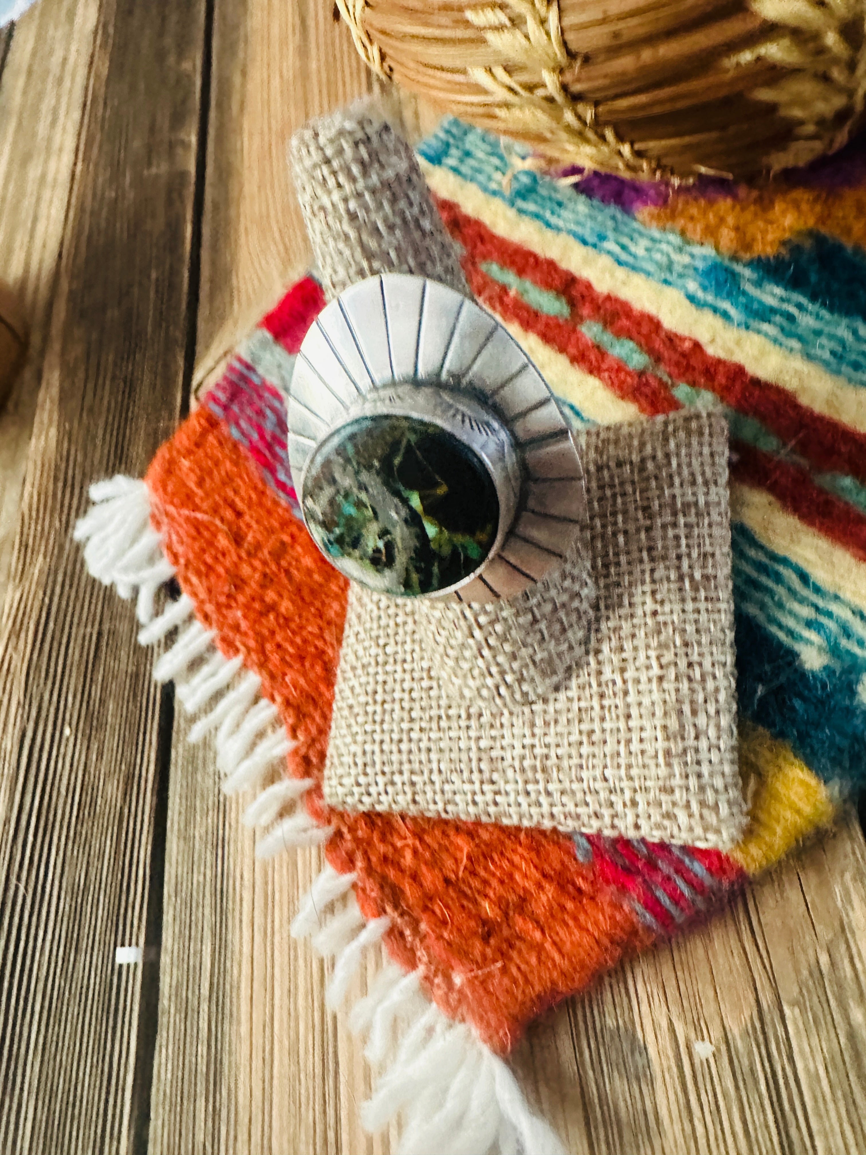 Handcrafted Blackjack Turquoise & Sterling Silver Ring Size 8 by Jamison Hoskie