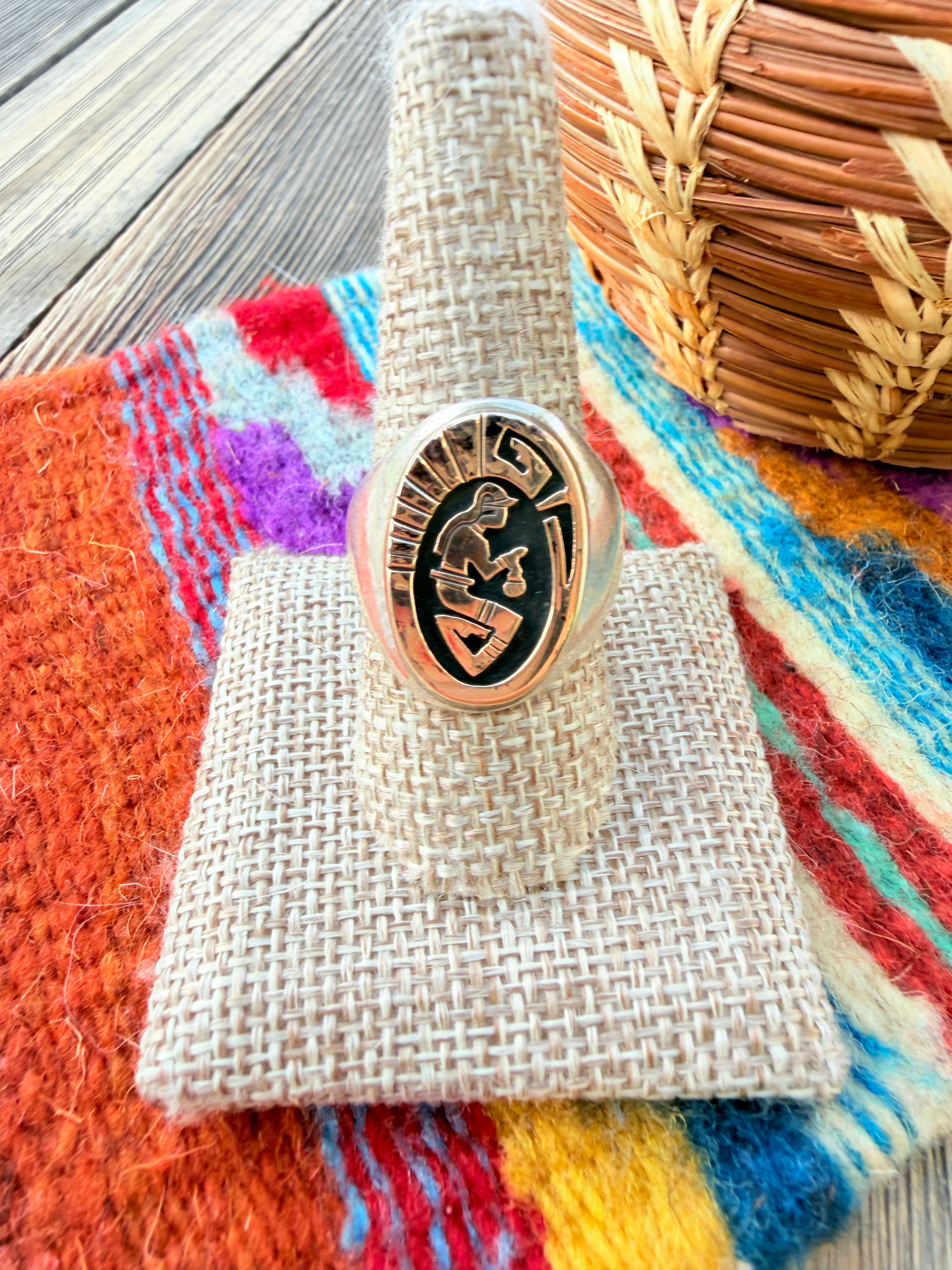 Handcrafted Old Pawn Sterling Silver with Gold Overlay Ring Size 10.75