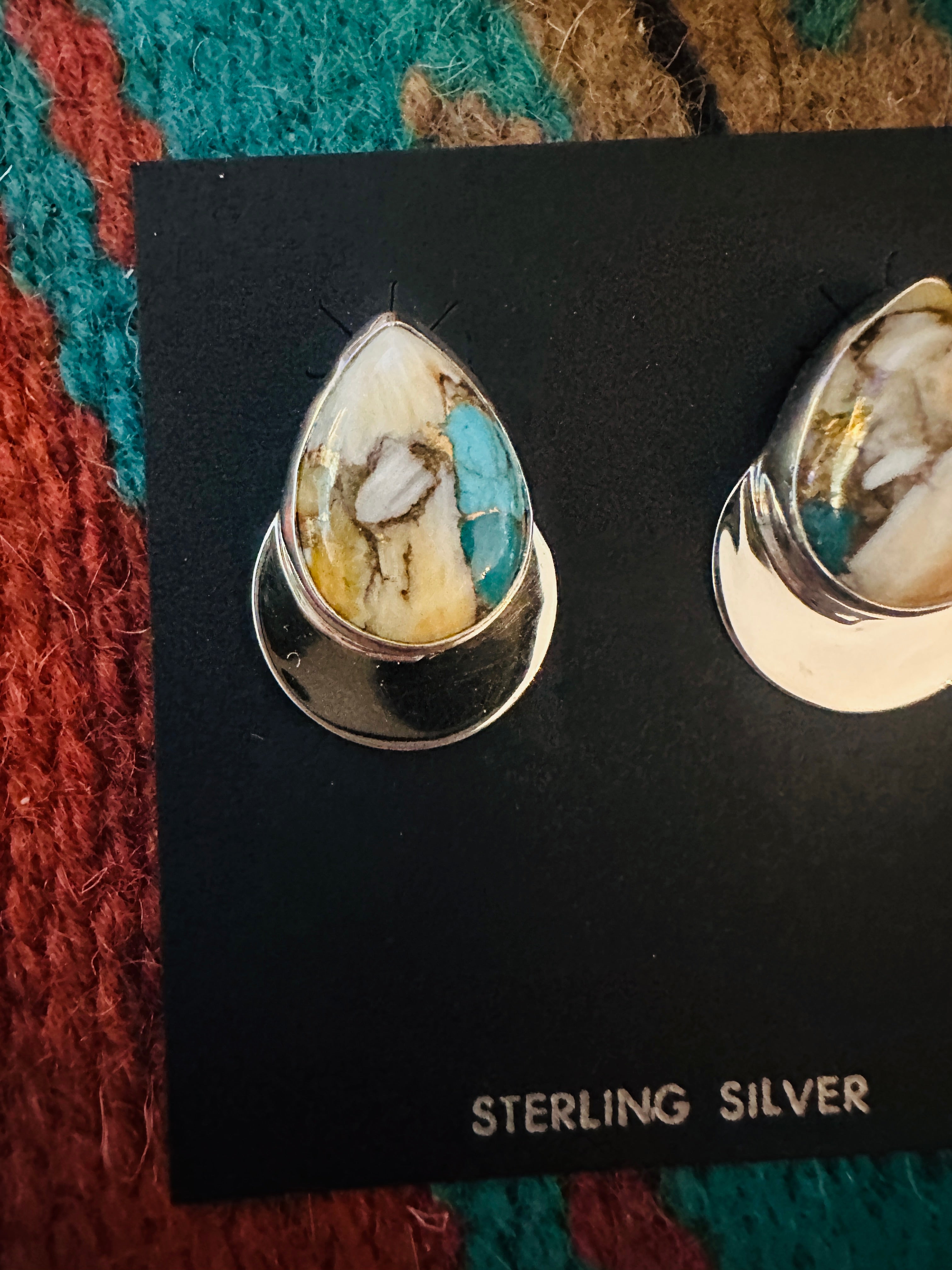 Navajo Spice & Sterling Silver Post Earrings