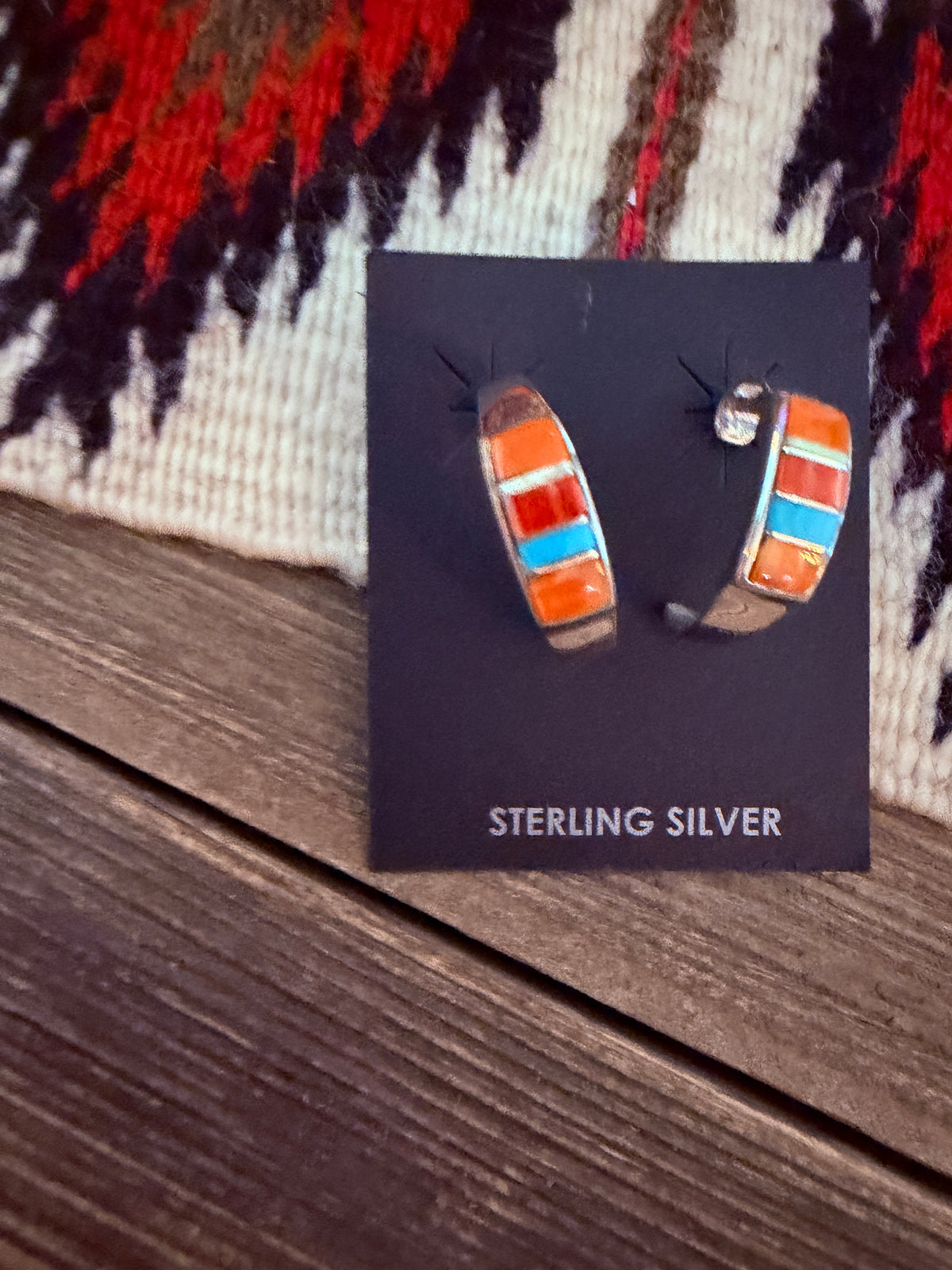 Handcrafted Sterling Silver, Spiny Oyster & Turquoise Hoop Earrings