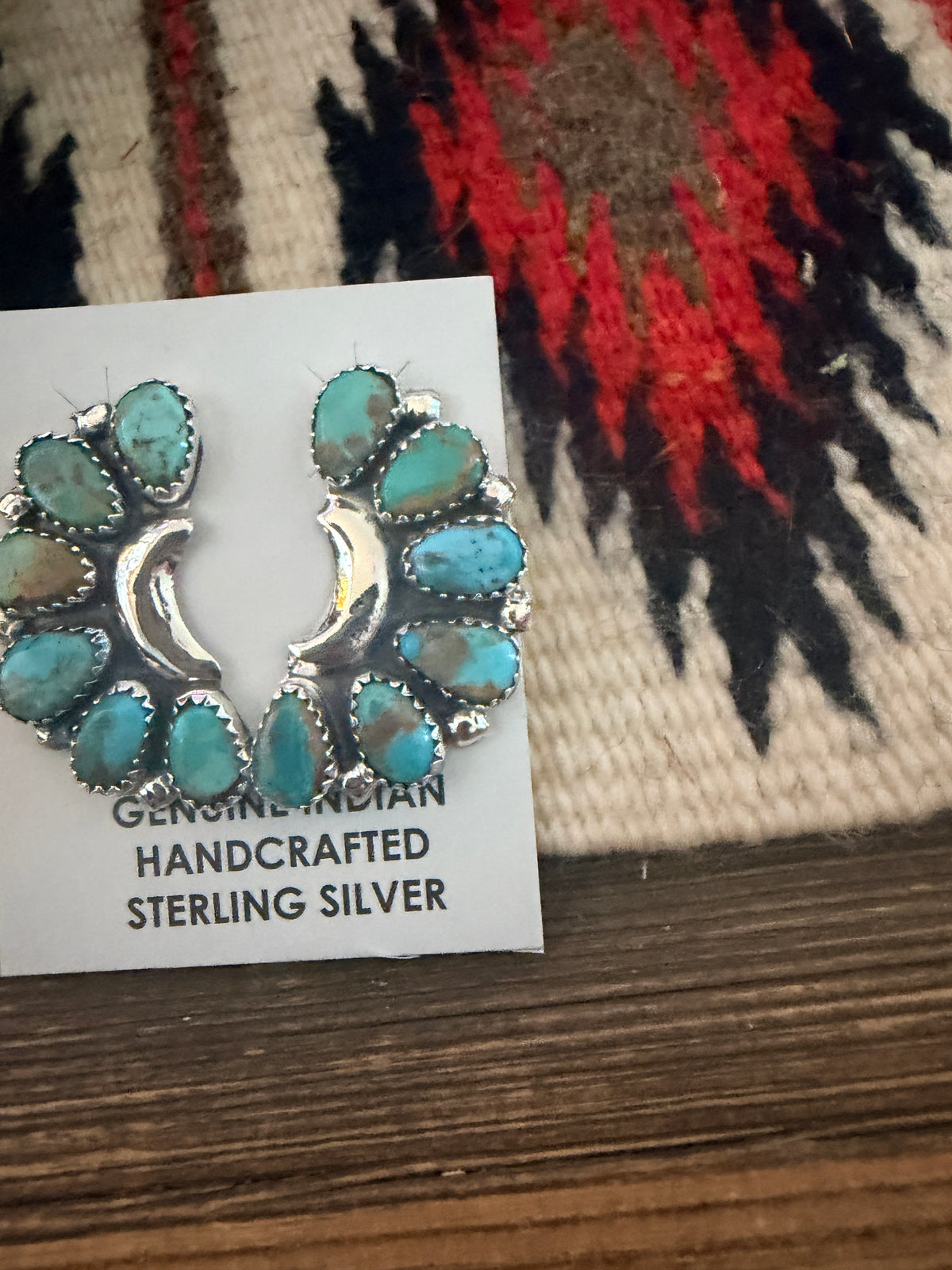 Handcrafted Turquoise & Sterling Silver Cluster Post Earrings