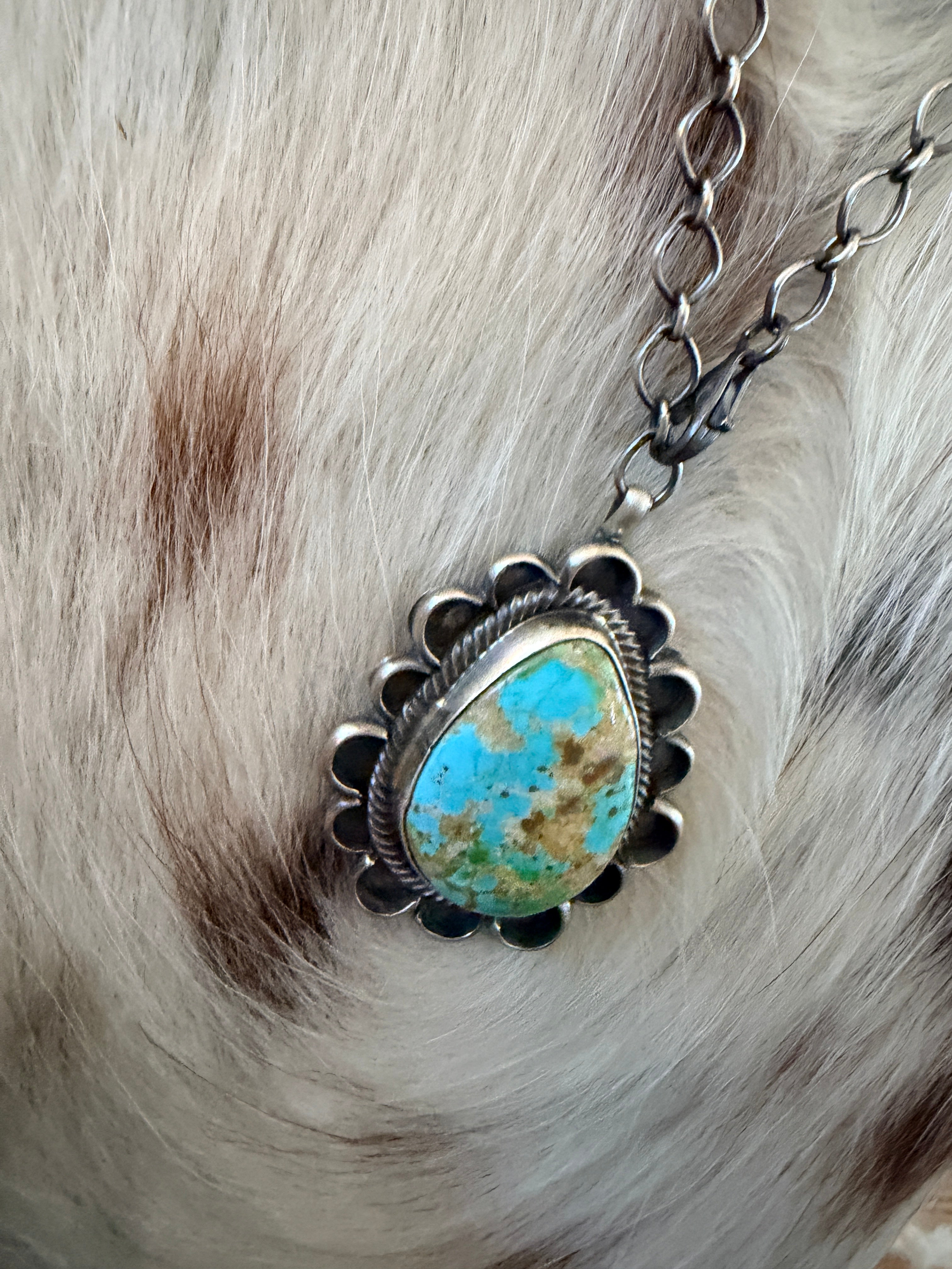 Handcrafted Royston Turquoise & Sterling Silver Necklace by Sheila Becenti