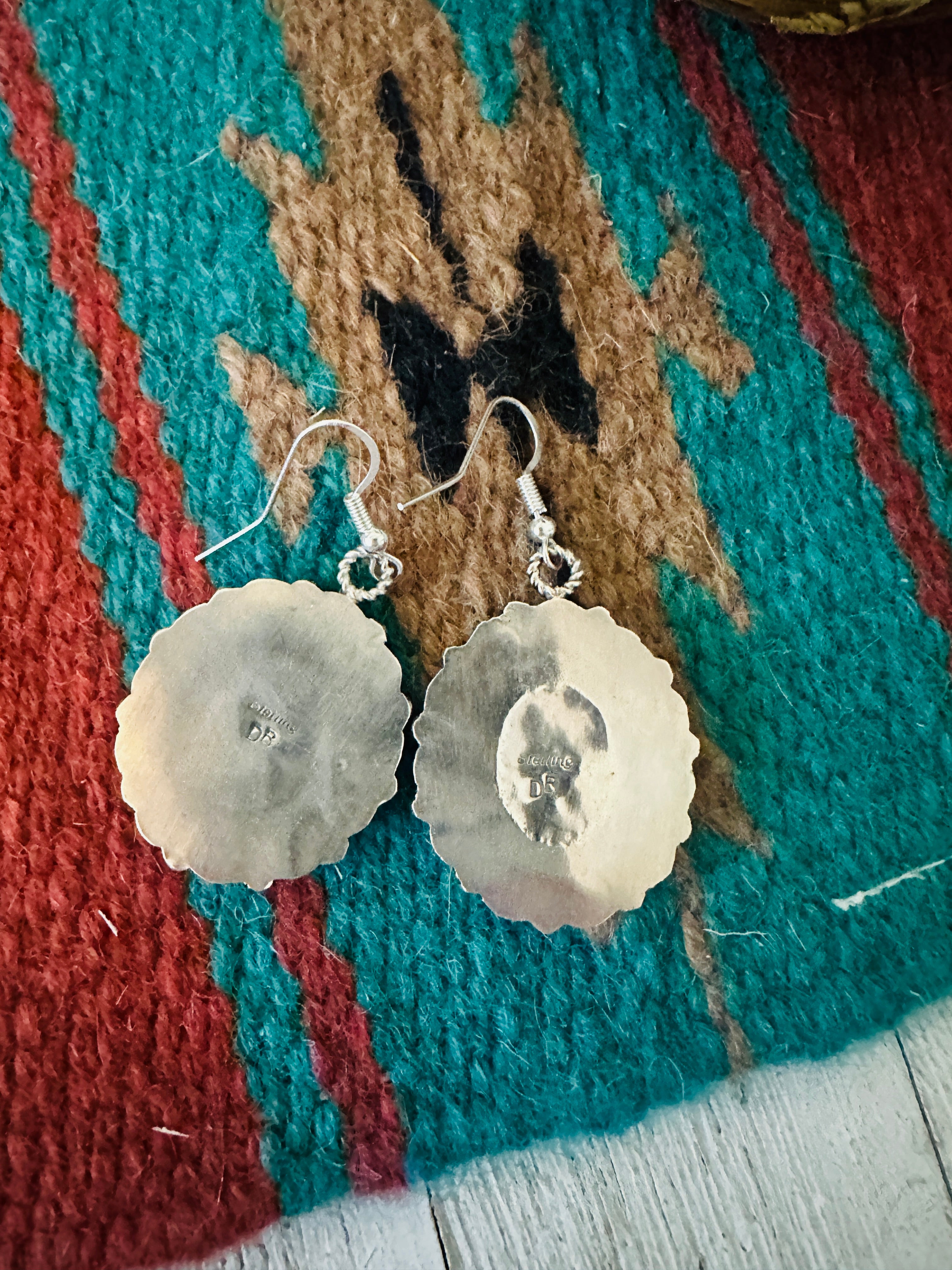 Navajo Mother of Pearl & Sterling Silver Cluster Dangle Earrings