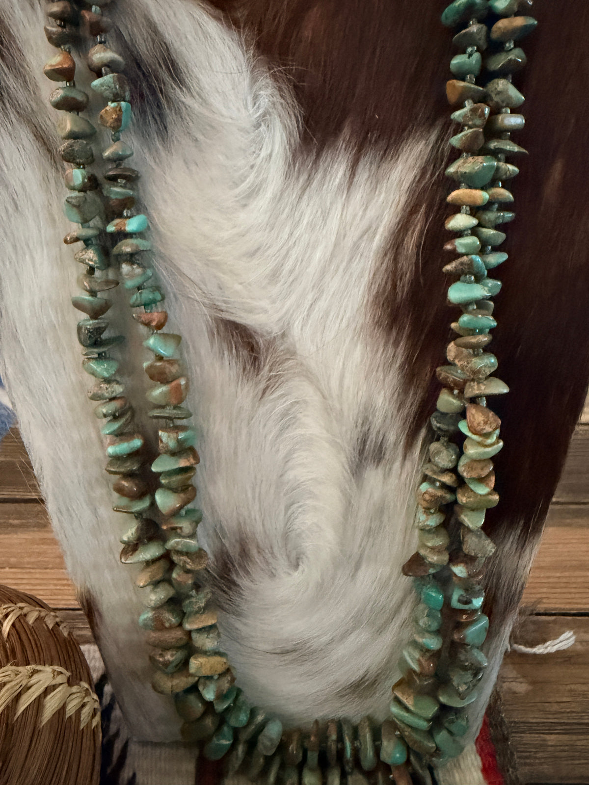Old Pawn Handcrafted Turquoise Double Stranded Beaded 30” Necklace