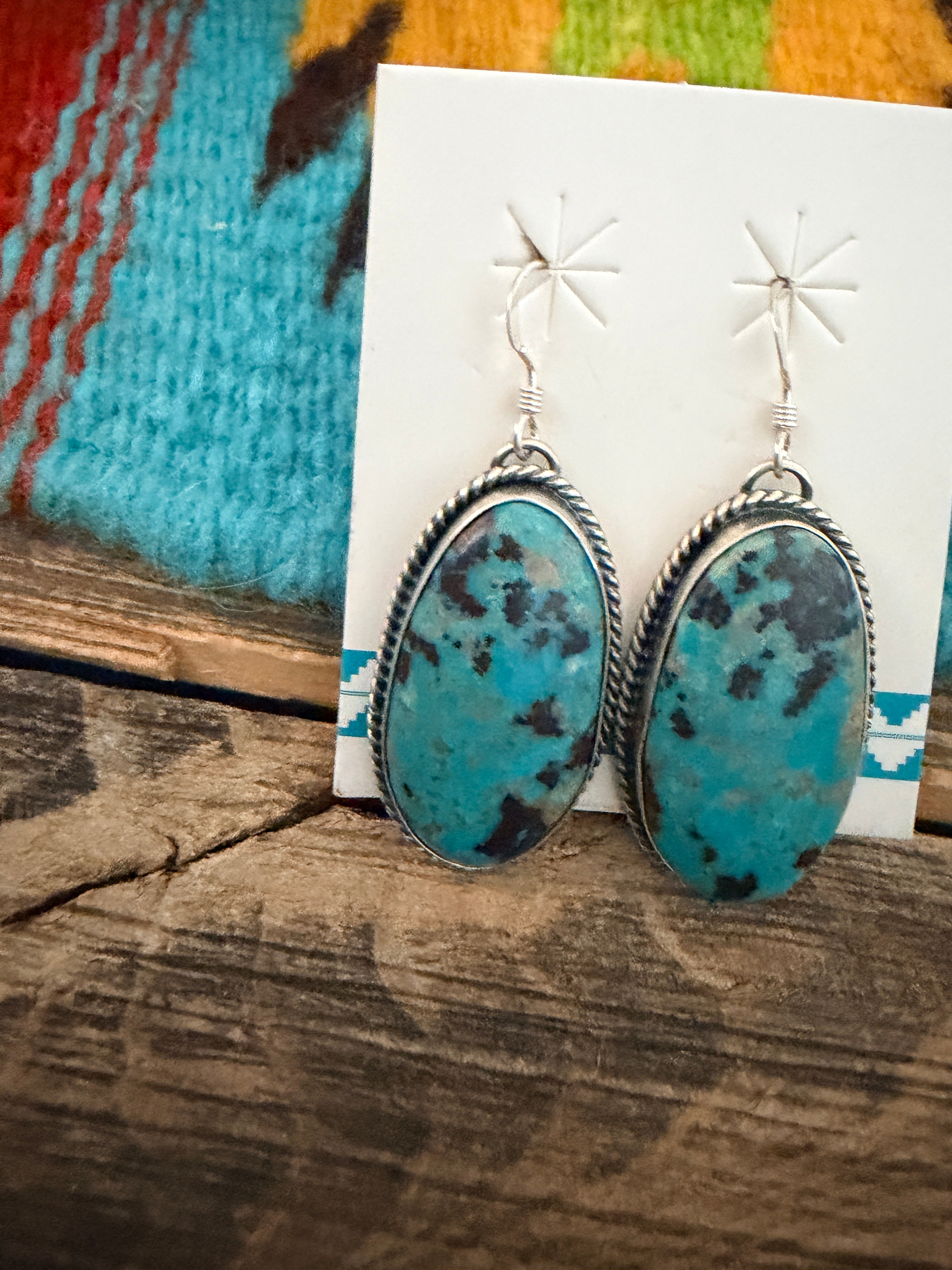 Handcrafted Turquoise & Sterling Silver Dangle Earrings