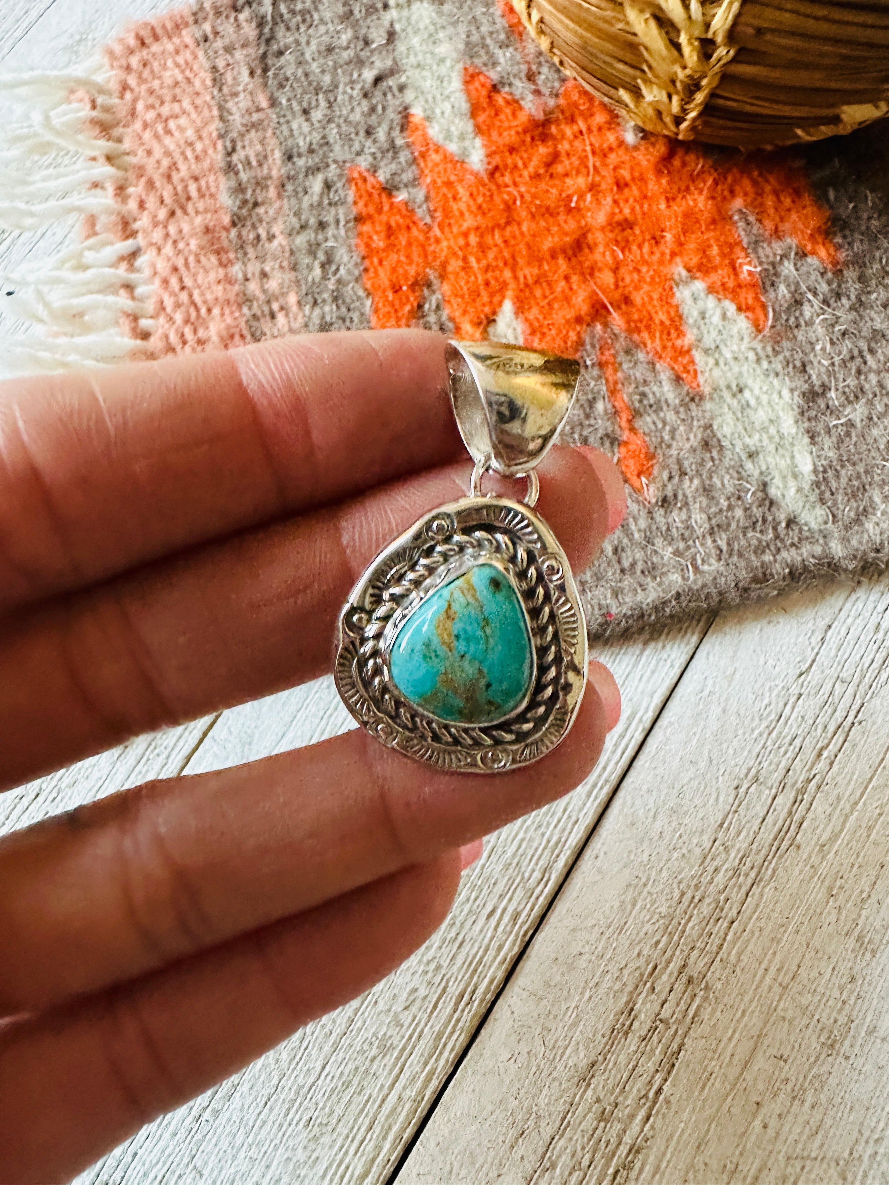 Navajo Turquoise and Sterling Silver Pendant