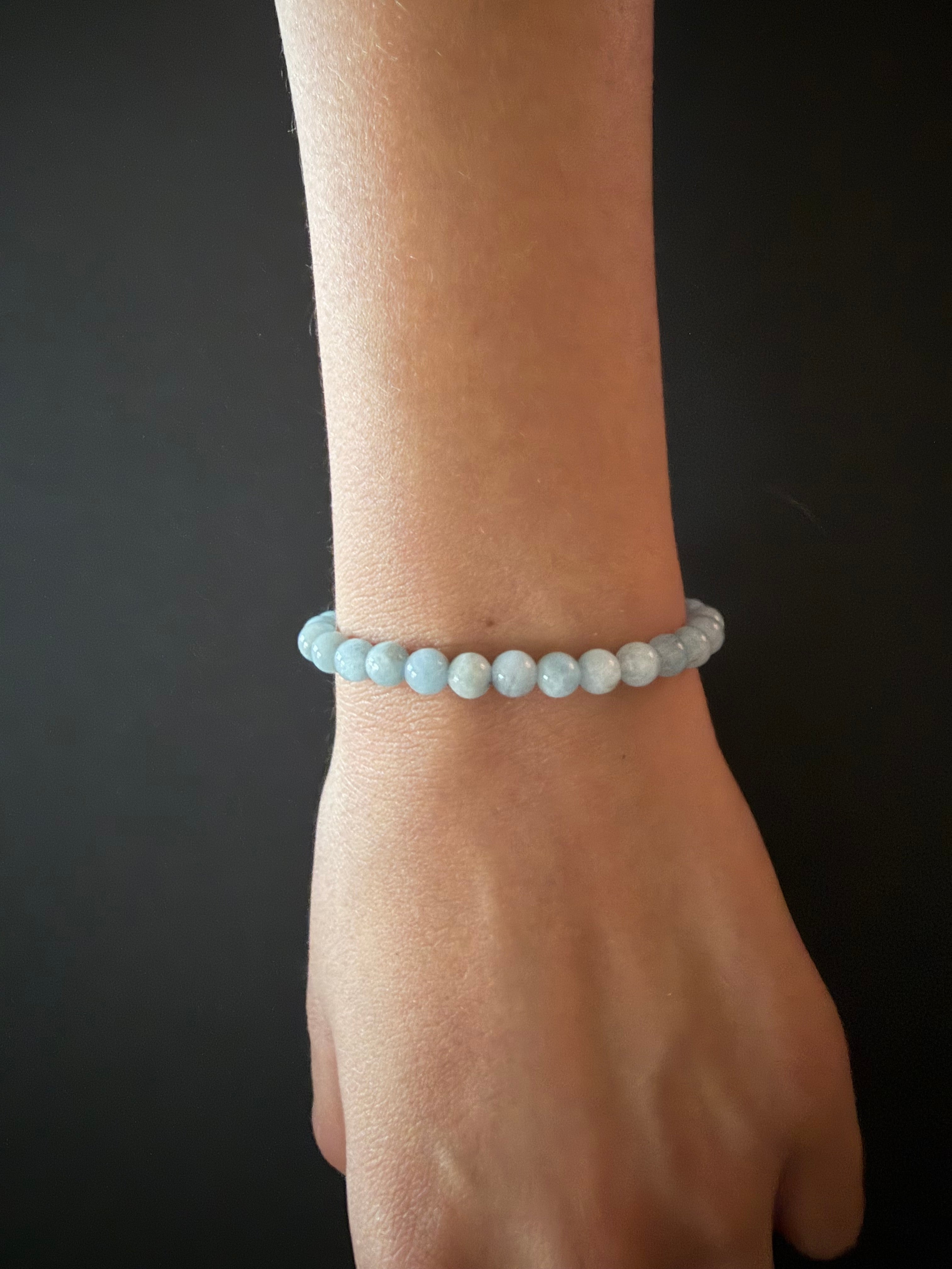 Blue Aquamarine Kid's Beaded Stretch Bracelet