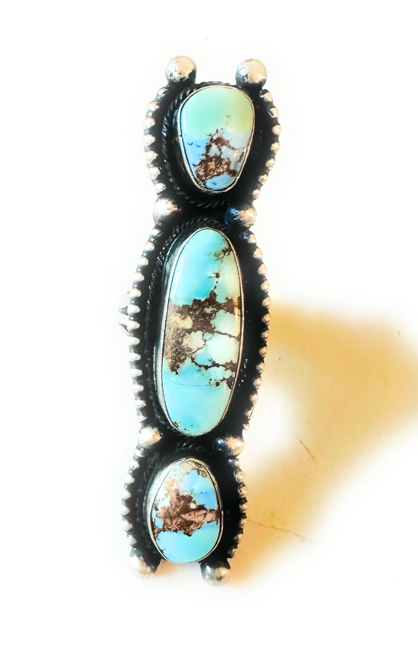 Navajo Golden Hills Turquoise & Sterling Silver Ring Size 7.25 by Kathleen Livingston