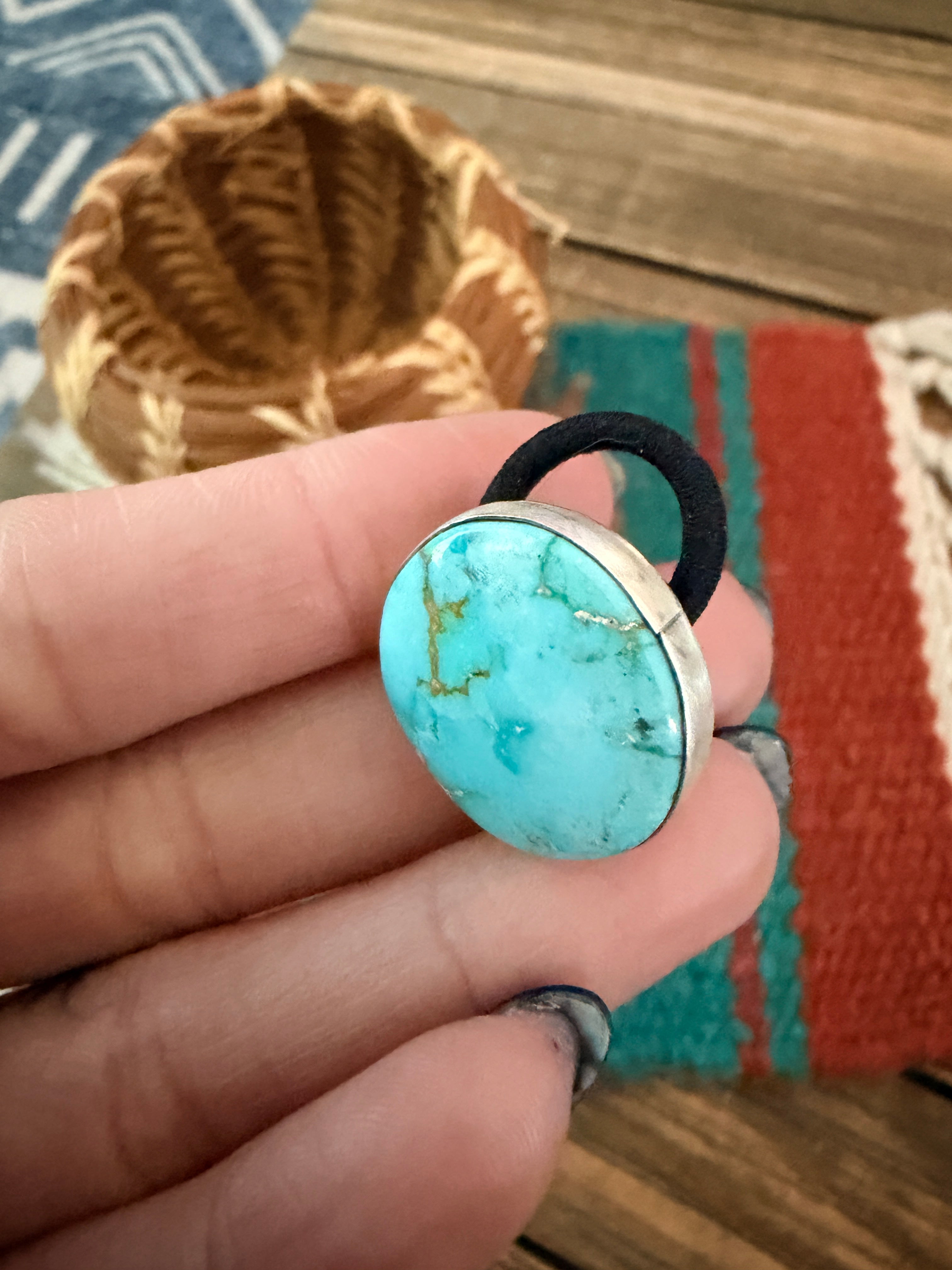 Handcrafted Turquoise & Sterling Silver Hair Tie Charm