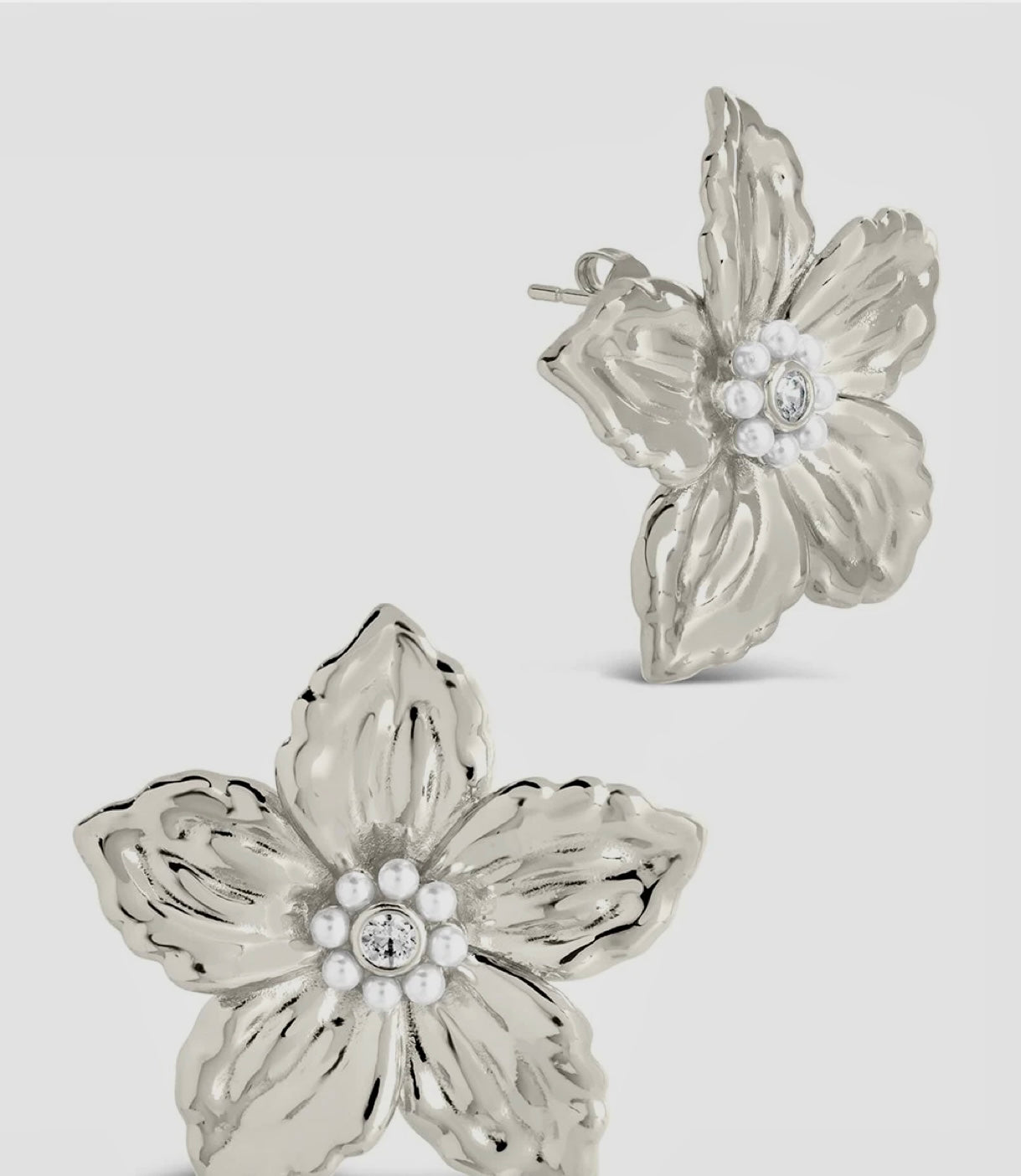 Ottilia Pearl & CZ Flower Stud Earrings