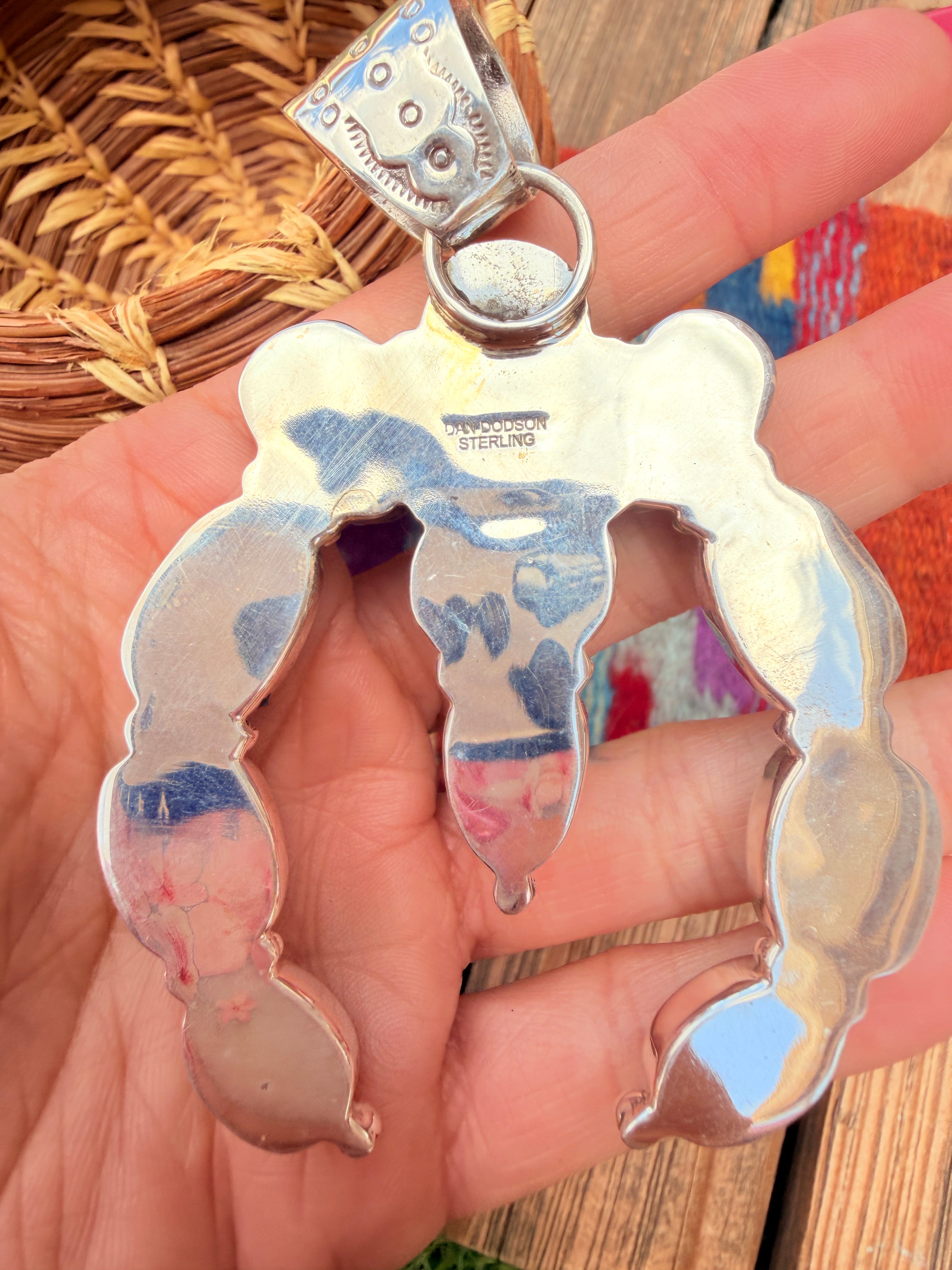 Handmade Sterling Silver Turquoie Naja Pendant By Dan Dodson larger style