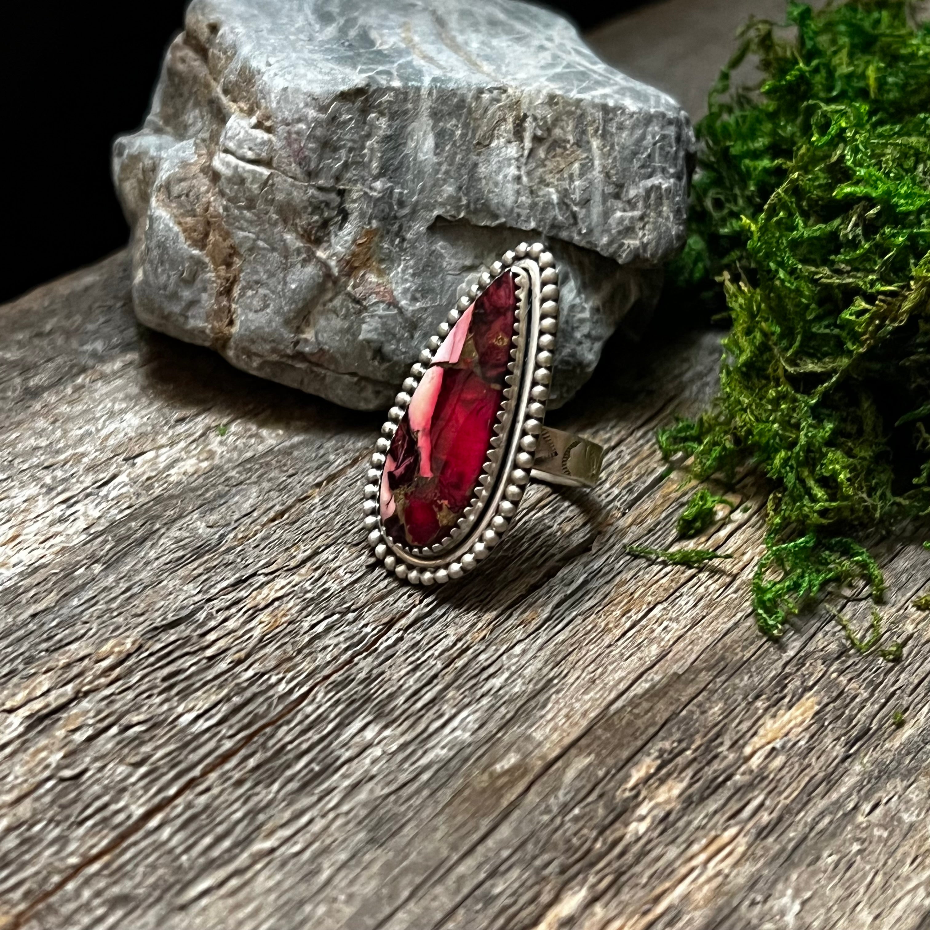 Handmade Sterling Silver Rose Dahlia Tear Drop Ring