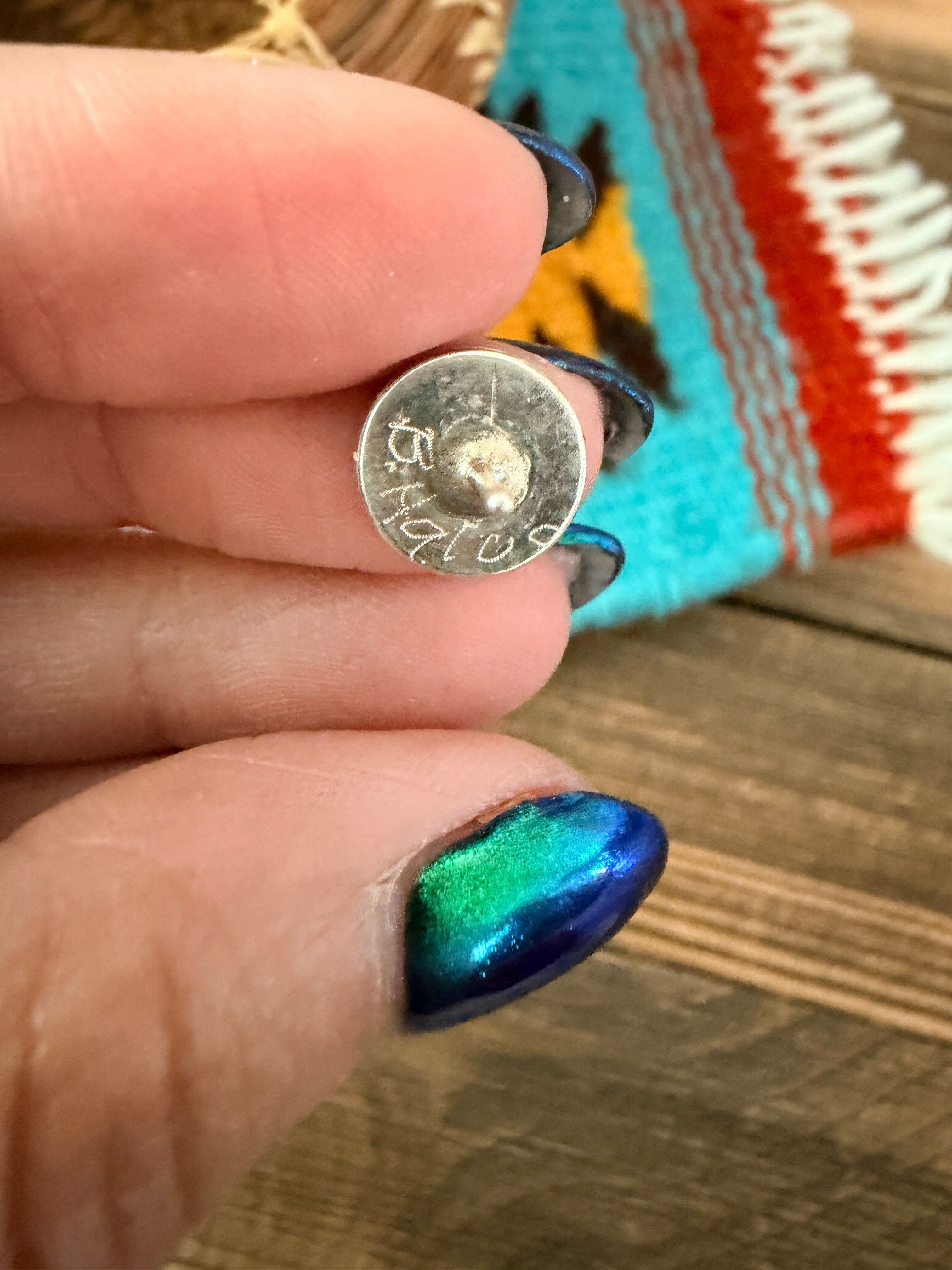 Handcrafted Turquoise & Sterling Silver Inlay Stud Earrings