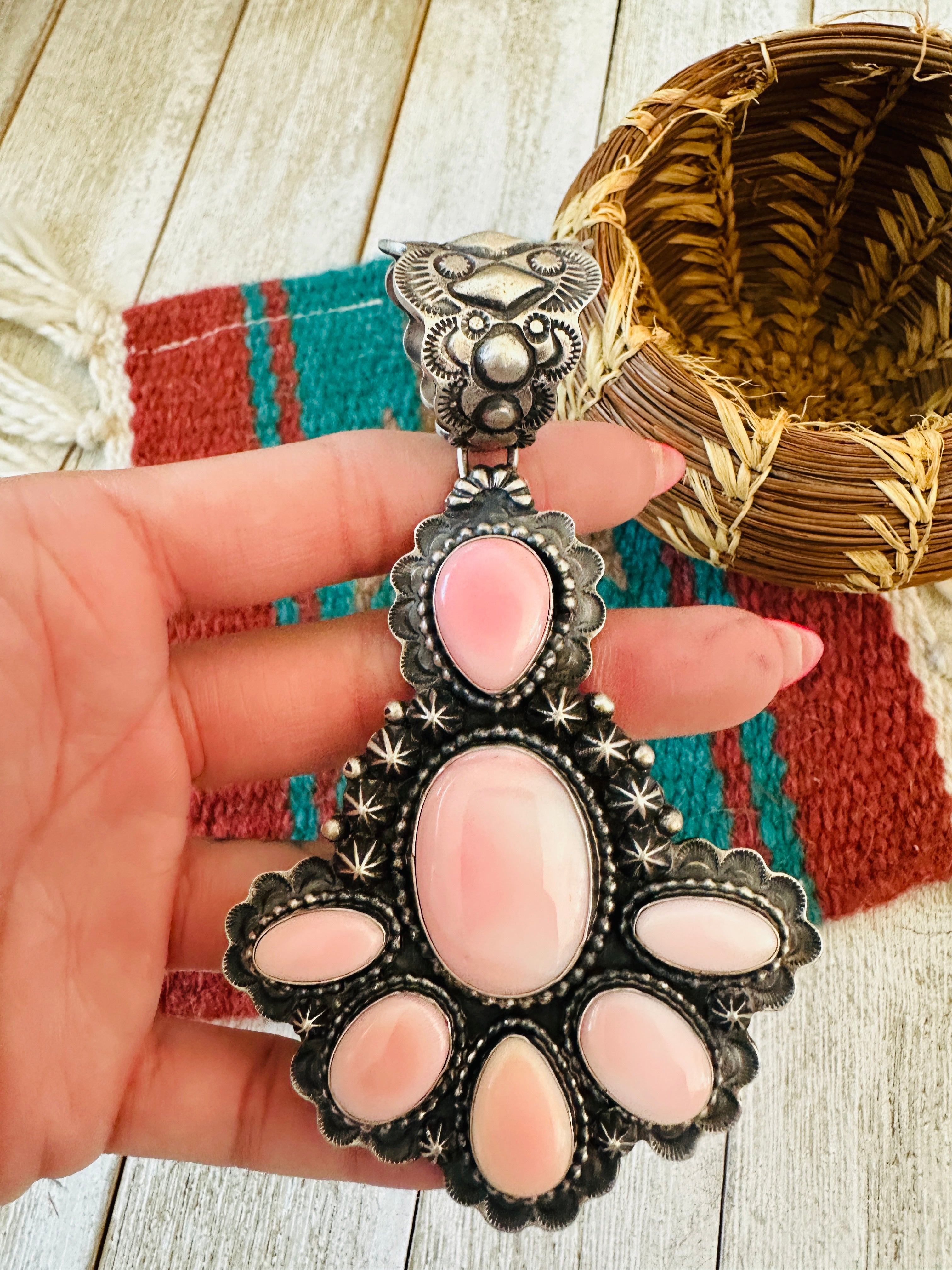 Handcrafted Sterling Silver & Queen Pink Conch Pendant by Shawn Cayatineto