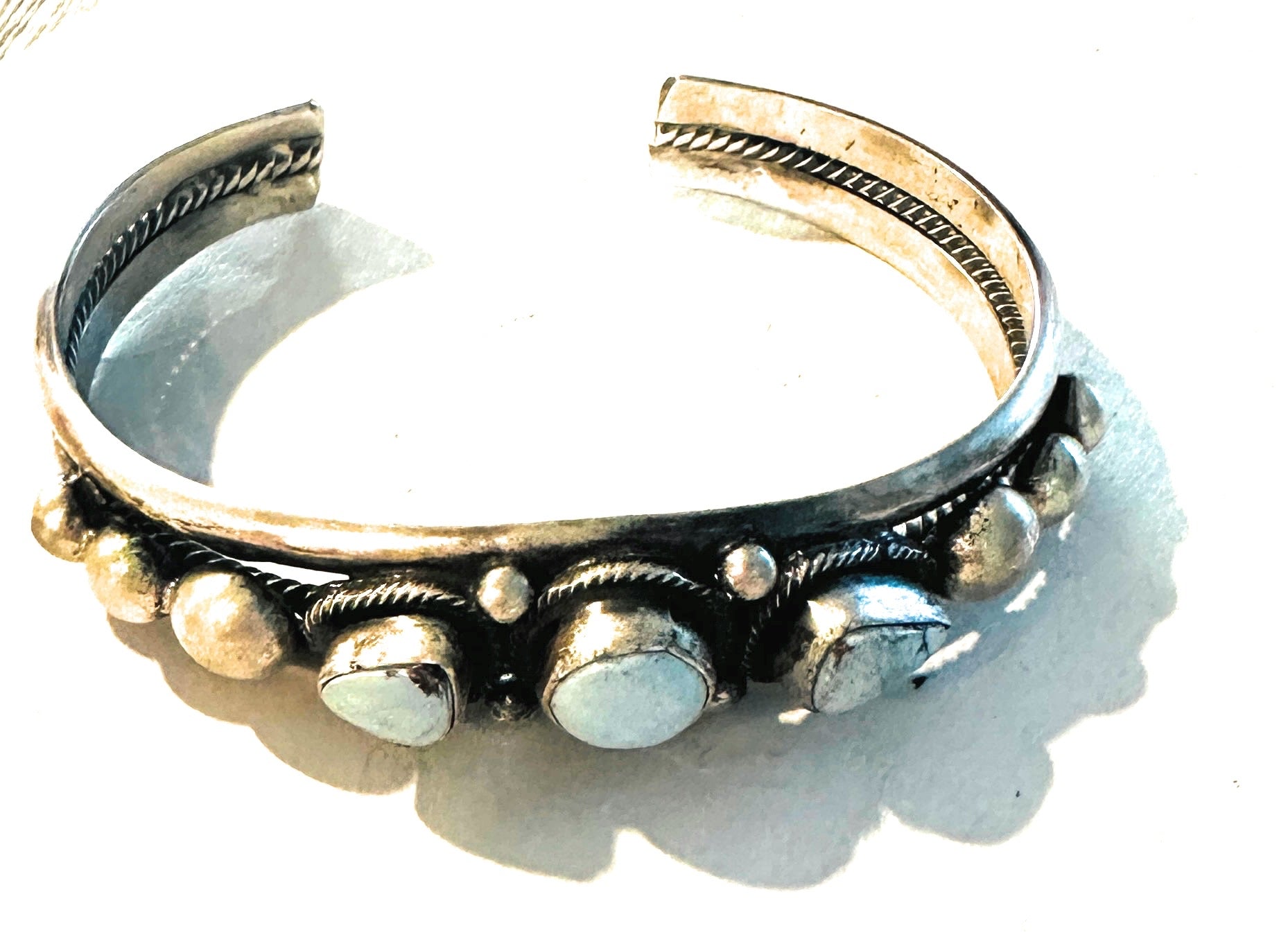 Navajo Golden Hills Turquoise & Sterling Silver Cuff Bracelet